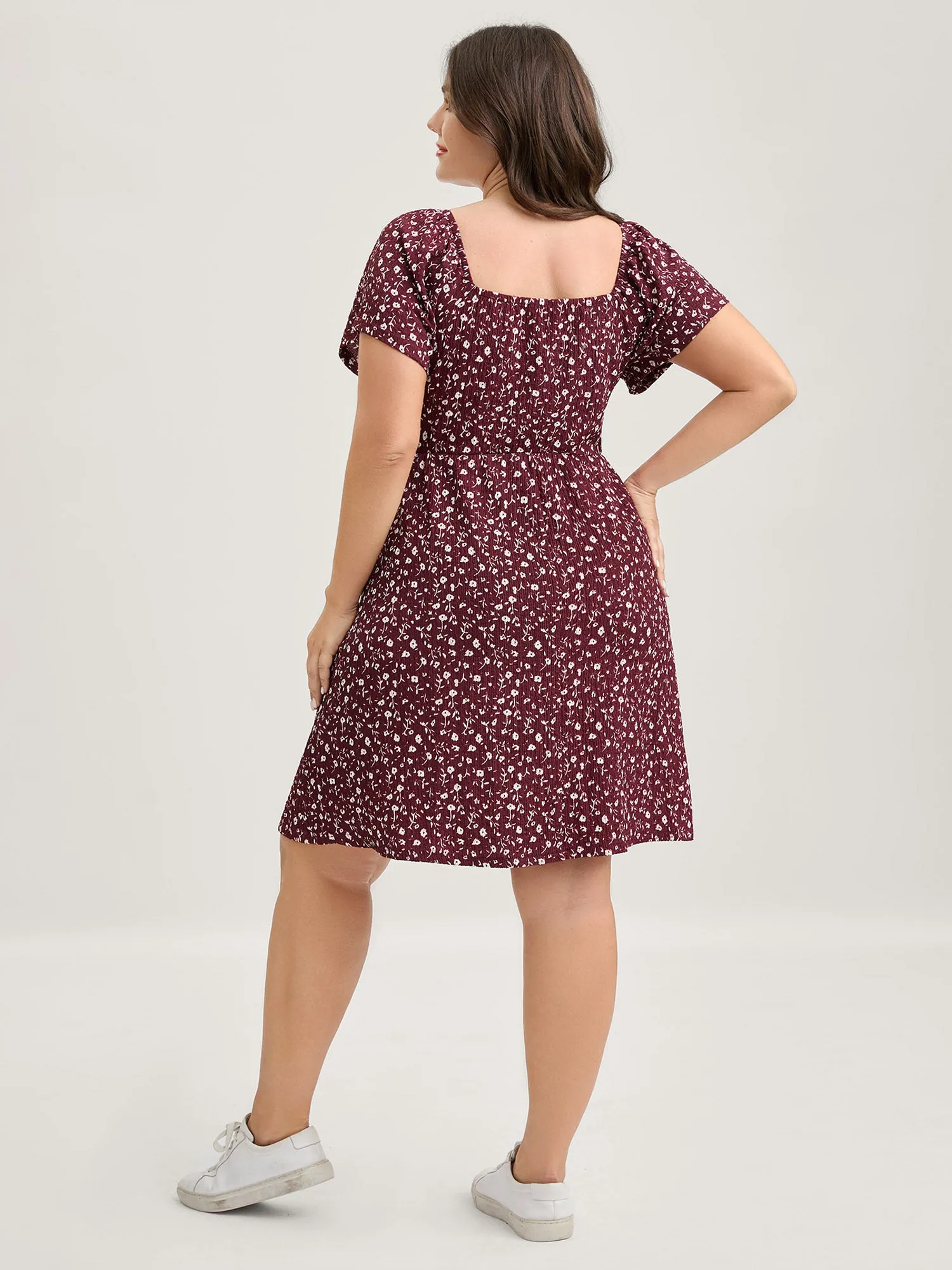 Micro-Floral Print Bust Ease Midi Dress sold by Bloomchic product image thumbnail 4