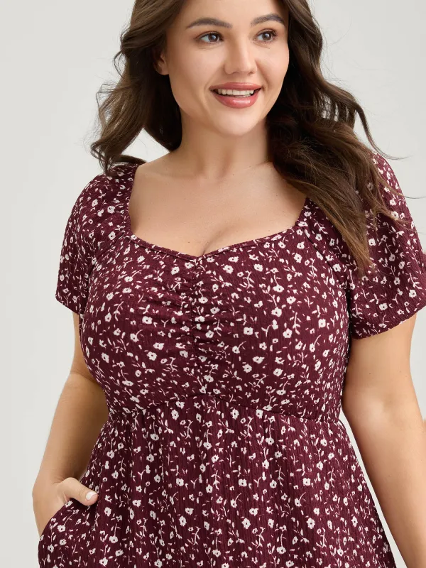 Micro-Floral Print Bust Ease Midi Dress sold by Bloomchic