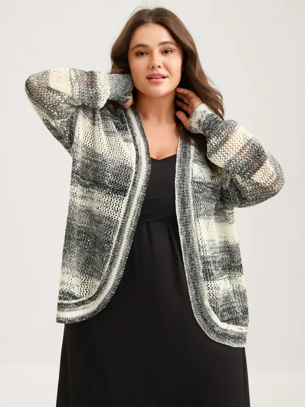Heather Monochrome Striped Lightweight Cardigan sold by Bloomchic
