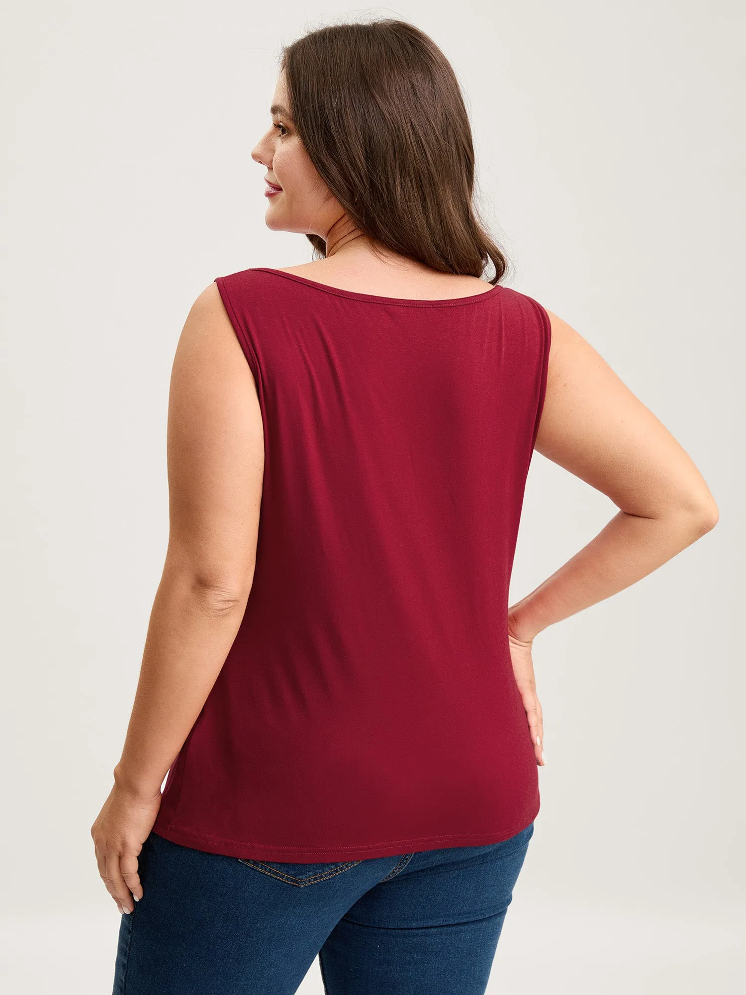 Two-Way Cowl Neckline Solid Tank Top sold by Bloomchic product image thumbnail 5