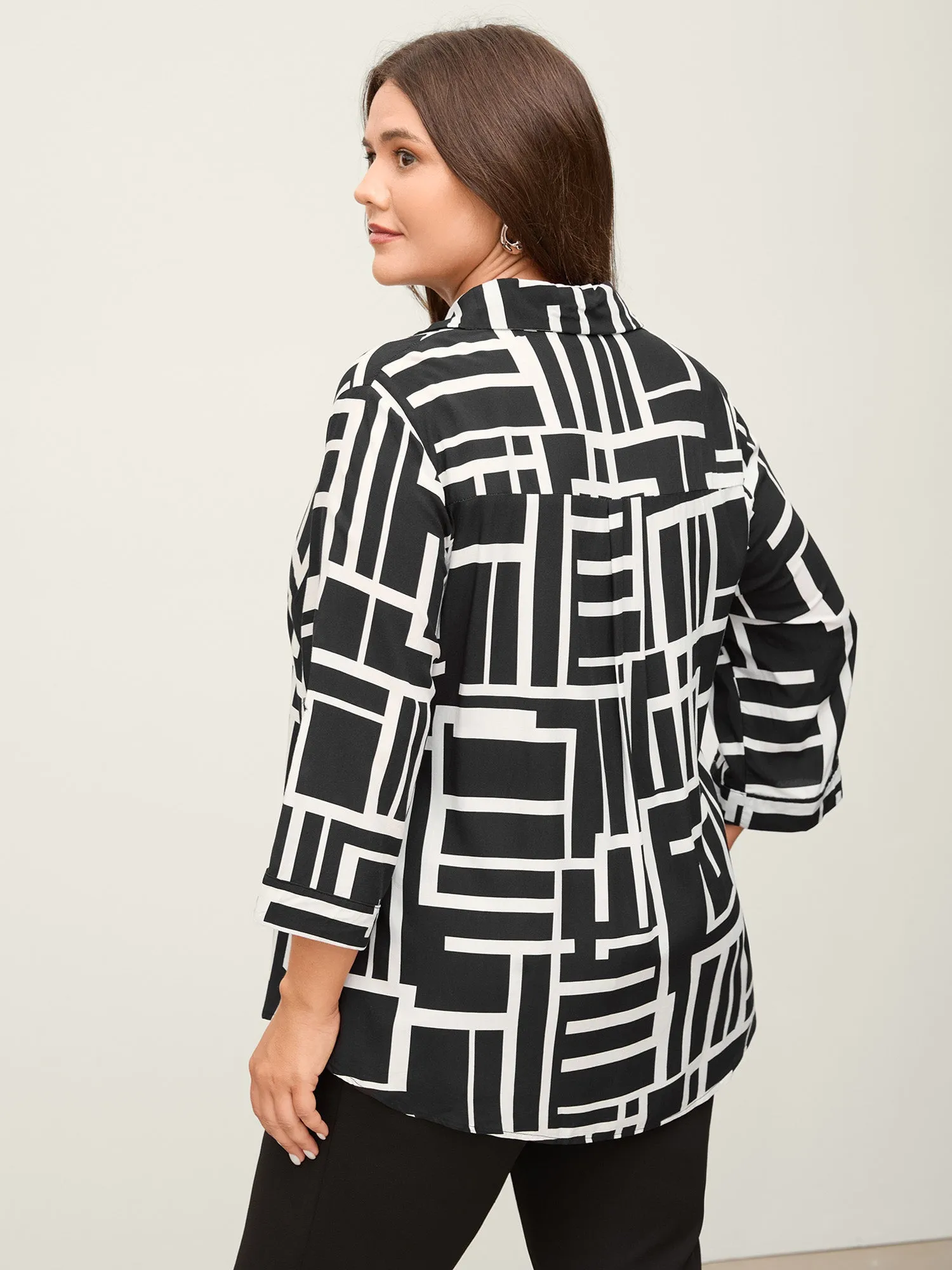 Geometric Lines Tab Sleeve Blouse sold by Bloomchic product image thumbnail 4