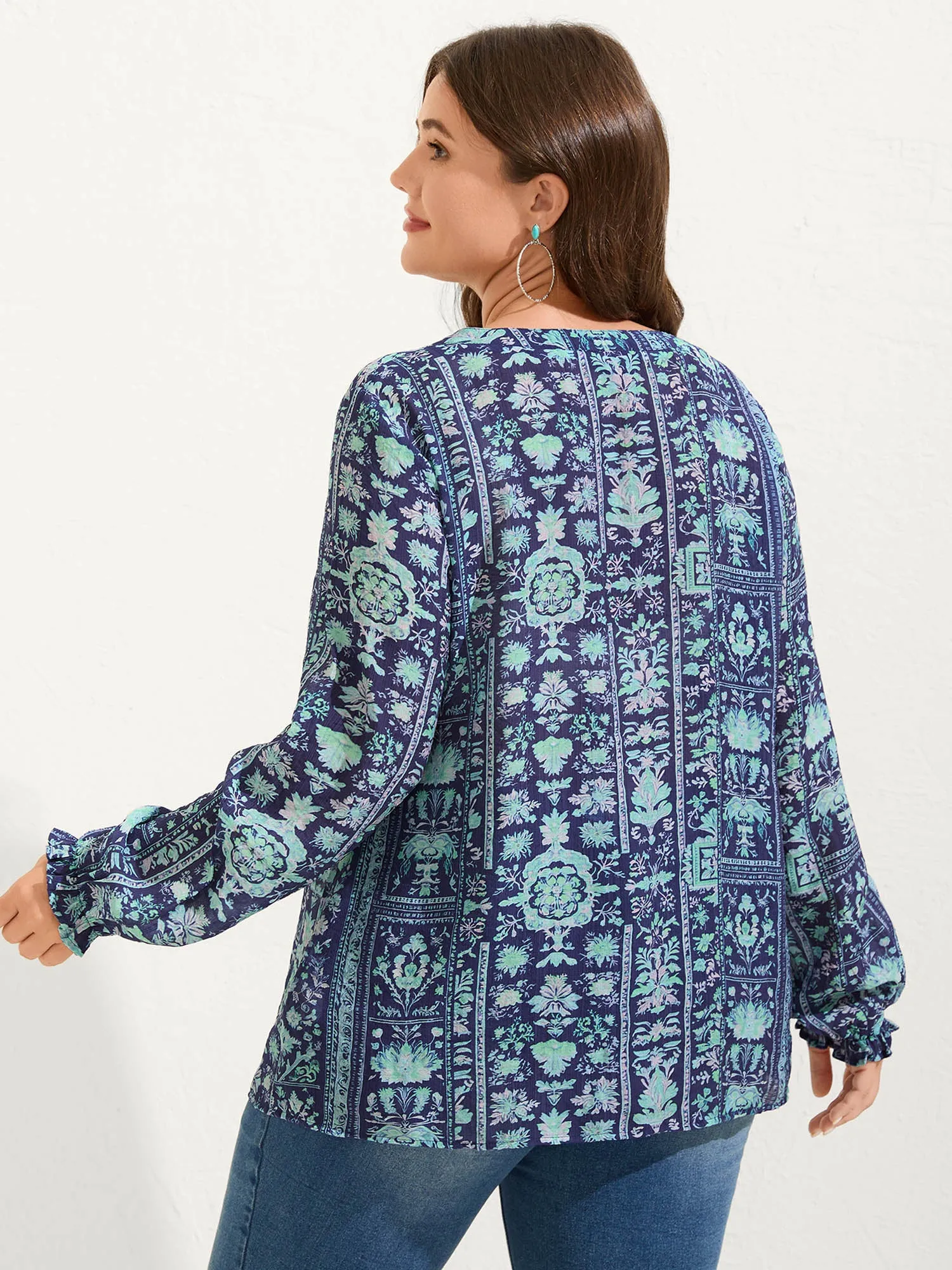 Chiffon Floral Collage Ruffled Blouse sold by Bloomchic product image thumbnail 4