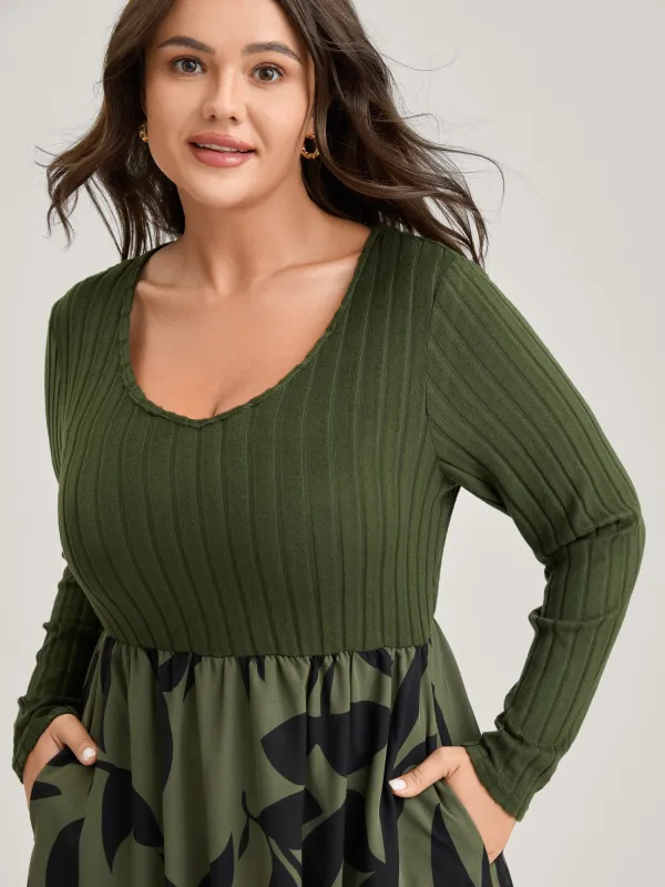 Ditsy Floral Spliced Stretchy Midi Dress sold by Bloomchic