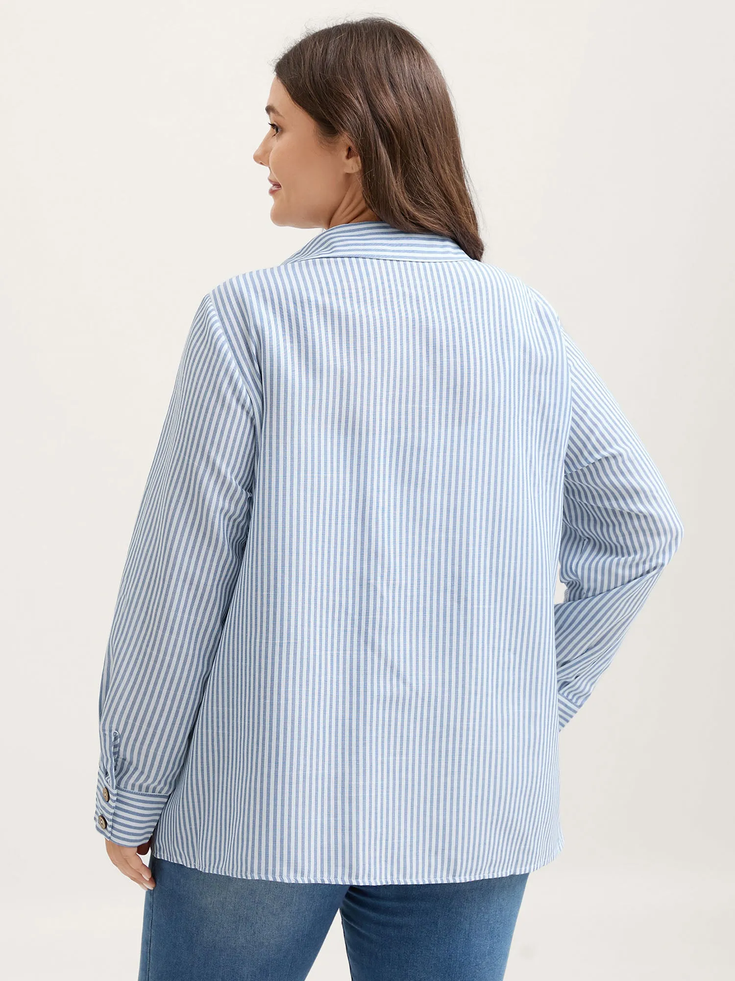 Asymmetrical Stripes Button-Down Shirt sold by Bloomchic product image thumbnail 5