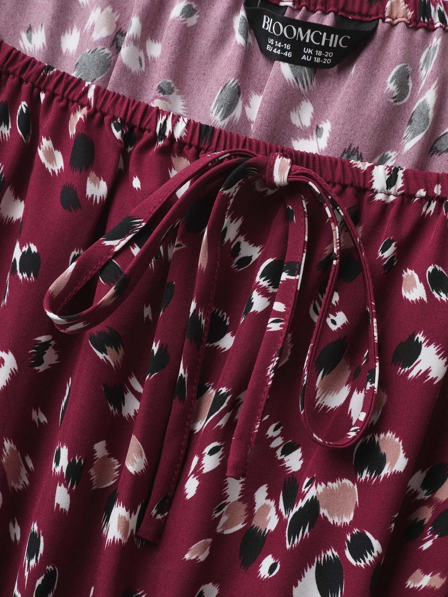 Leopard Brushed Print Neck Drawstring Blouse sold by Bloomchic product image thumbnail 5