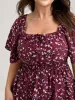 Leopard Brushed Print Neck Drawstring Blouse sold by Bloomchic