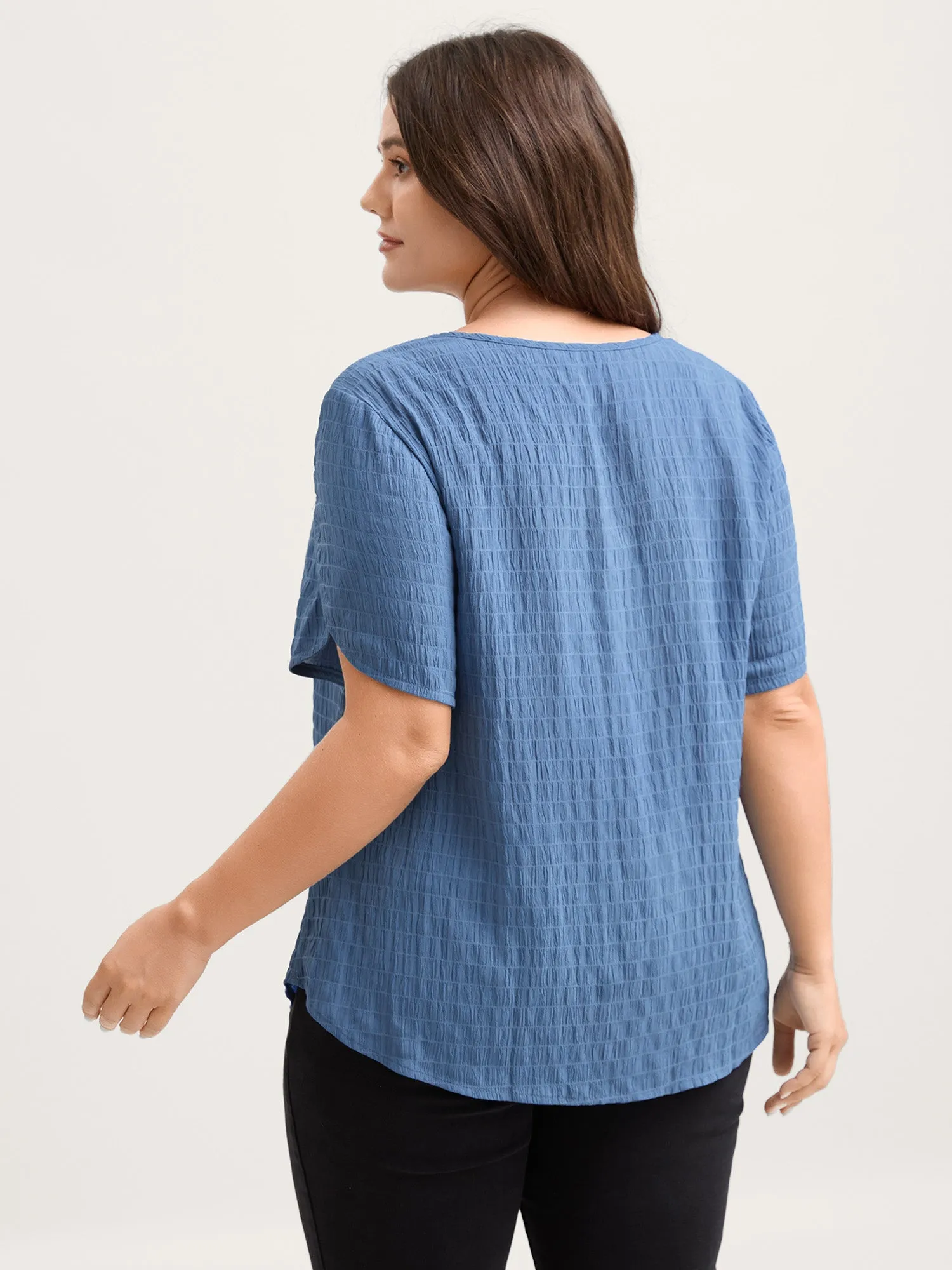 Textured Petal Sleeve Solid Blouse sold by Bloomchic product image thumbnail 4