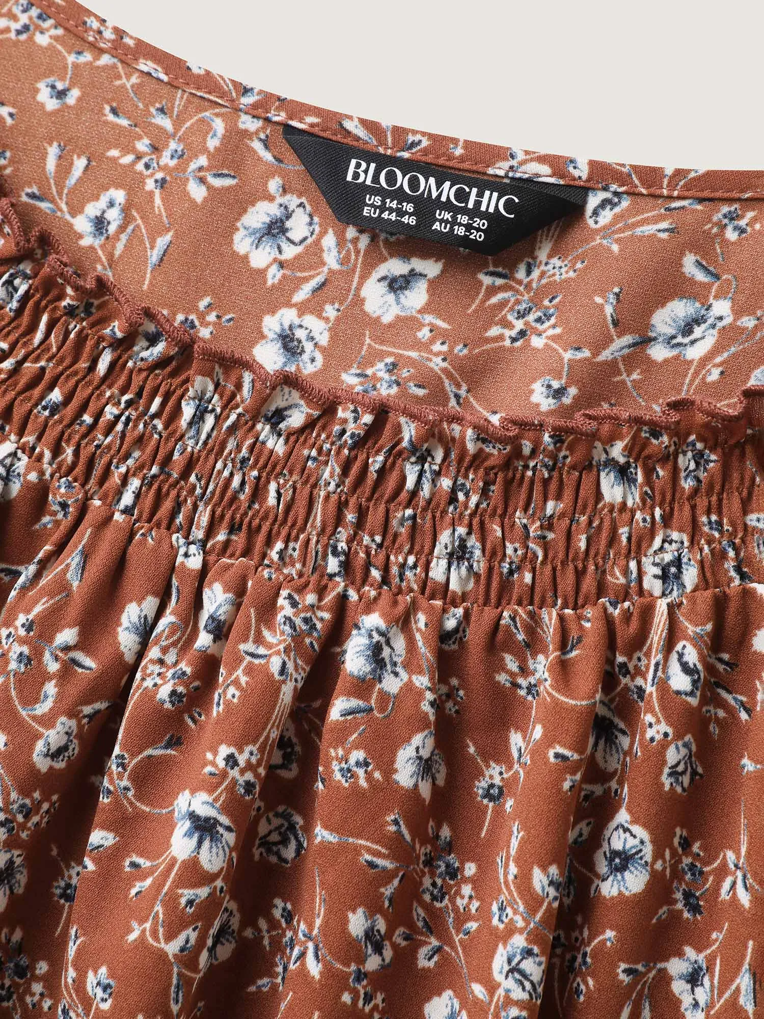 Micro-Floral Print Ruffled Neck Midi Dress sold by Bloomchic product image thumbnail 5