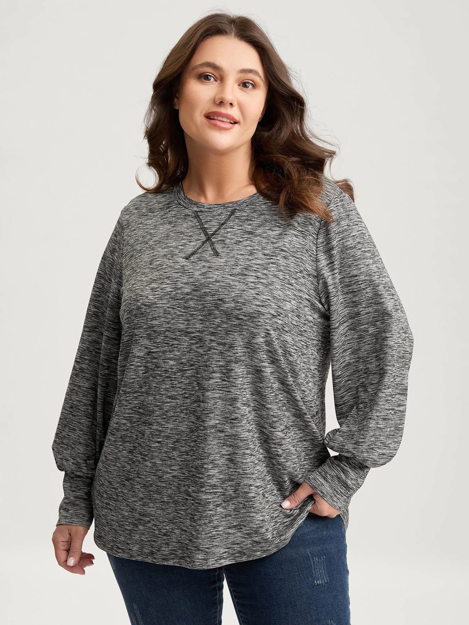 Stretchy Heather Textured Solid T-Shirt sold by Bloomchic product image thumbnail 2