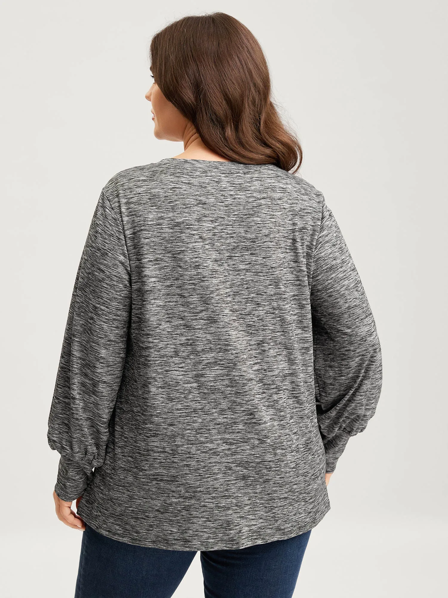 Stretchy Heather Textured Solid T-Shirt sold by Bloomchic product image thumbnail 4