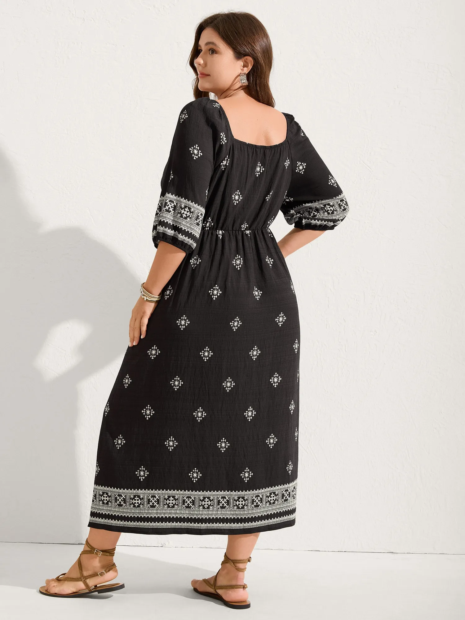 Boho Print Waist-Defining Lace Midi Dress sold by Bloomchic product image thumbnail 4