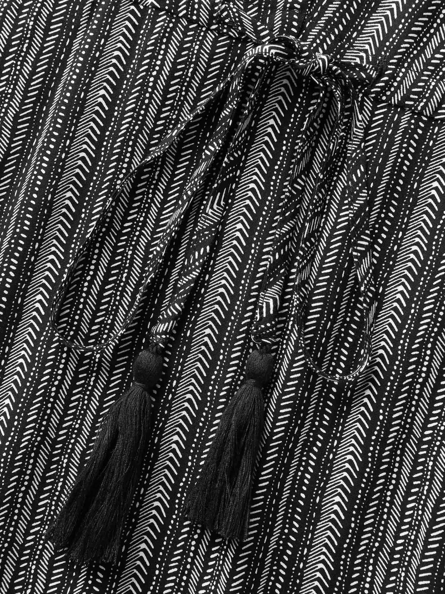 Striped Tassel Drawstring Tiered Midi Dress sold by Bloomchic product image thumbnail 5