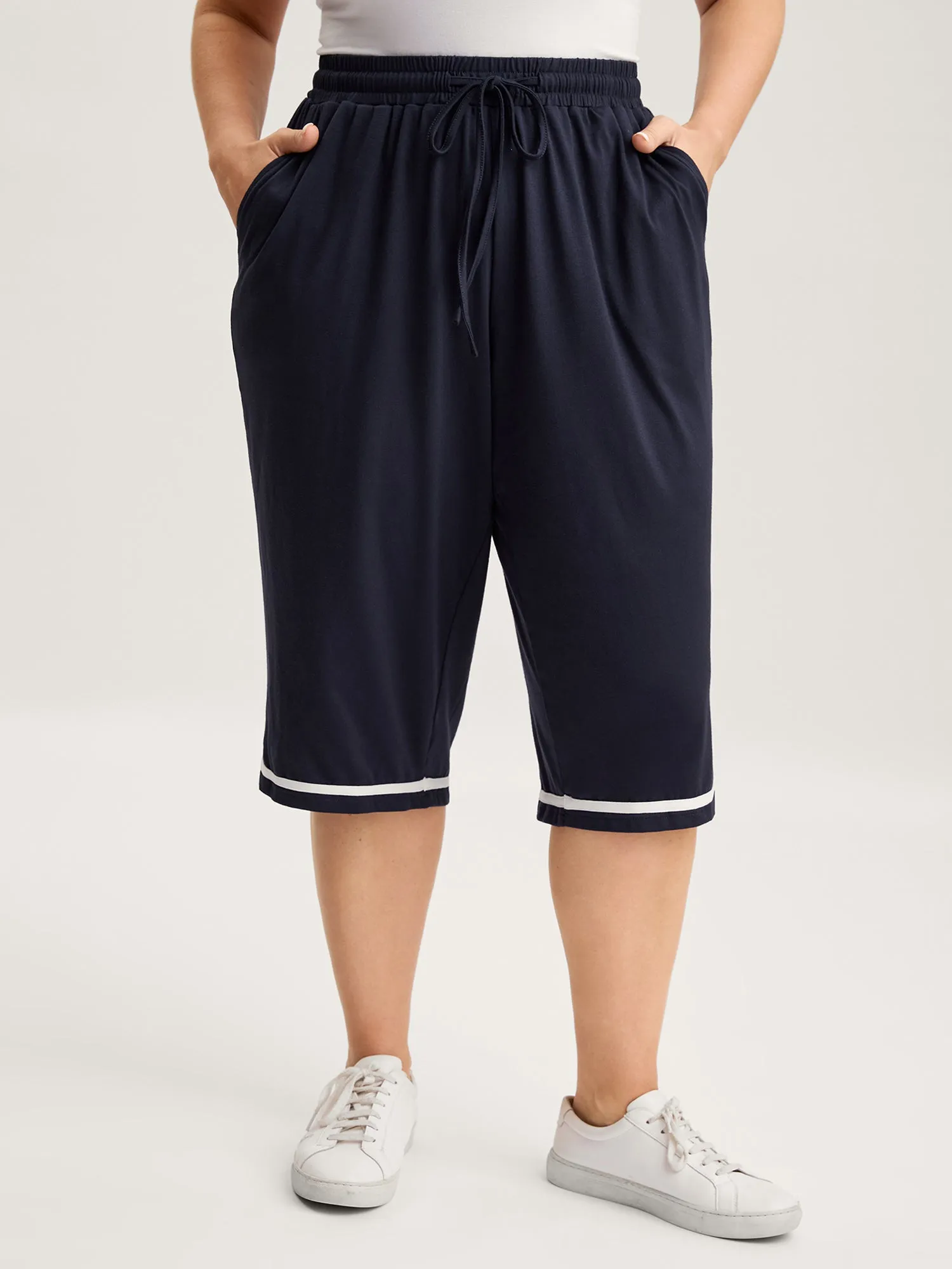 Stretchy Contrast Hem Straight Leg Lounge Pants sold by Bloomchic