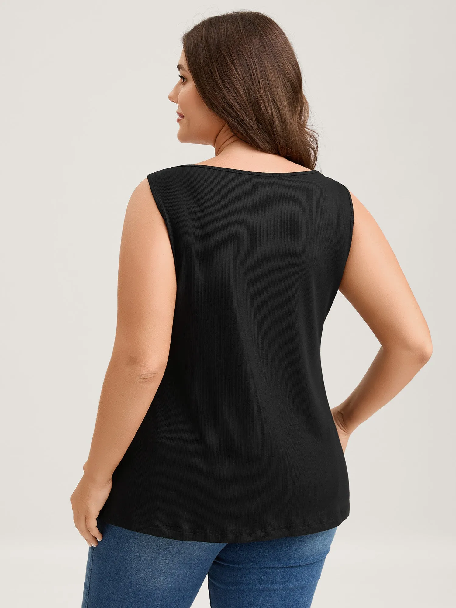 Supersoft Ribbed Clasp Neckline Fitted Tank Top sold by Bloomchic product image thumbnail 4