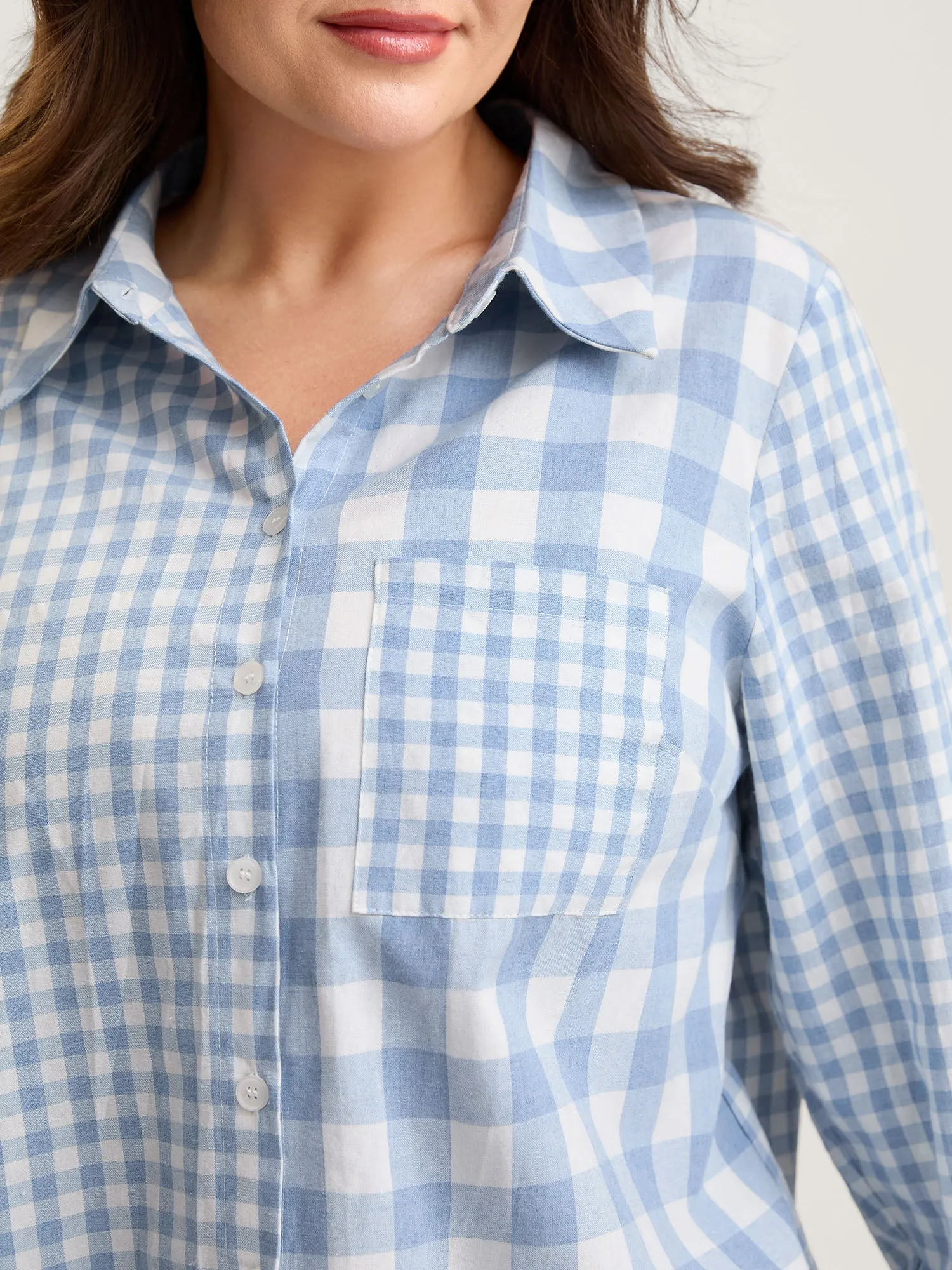 Asymmetrical Plaid Button-Down Shirt sold by Bloomchic product image thumbnail 4
