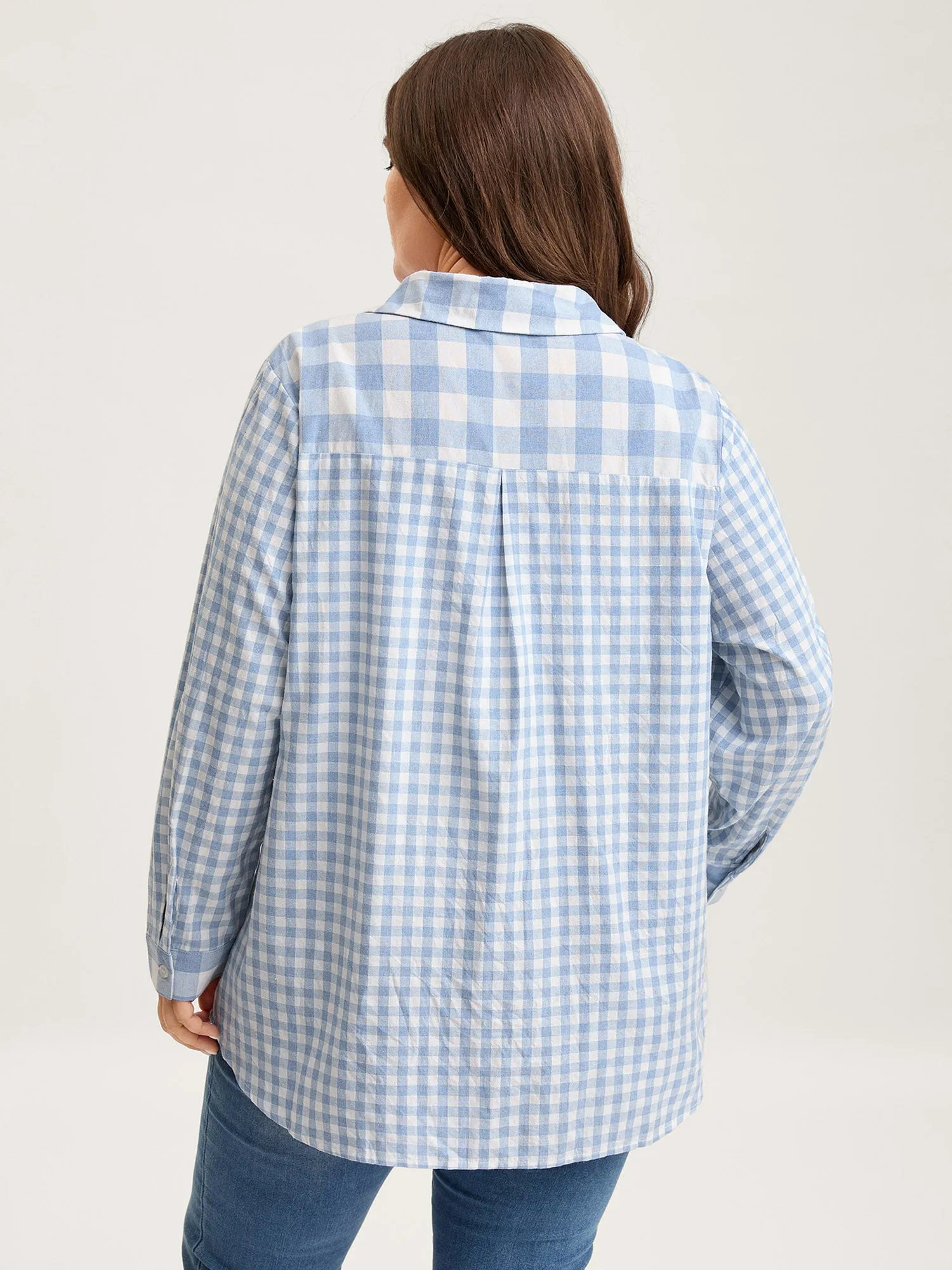 Asymmetrical Plaid Button-Down Shirt sold by Bloomchic product image thumbnail 5