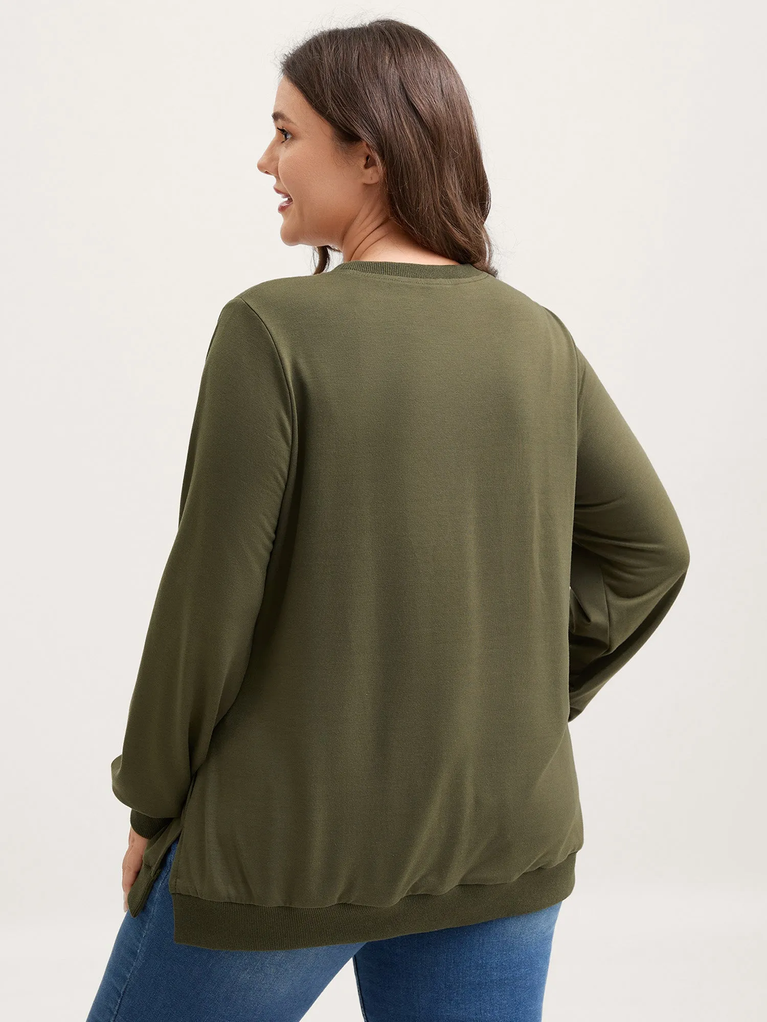 Plicated Detail Crew Neck Sweatshirt sold by Bloomchic product image thumbnail 5