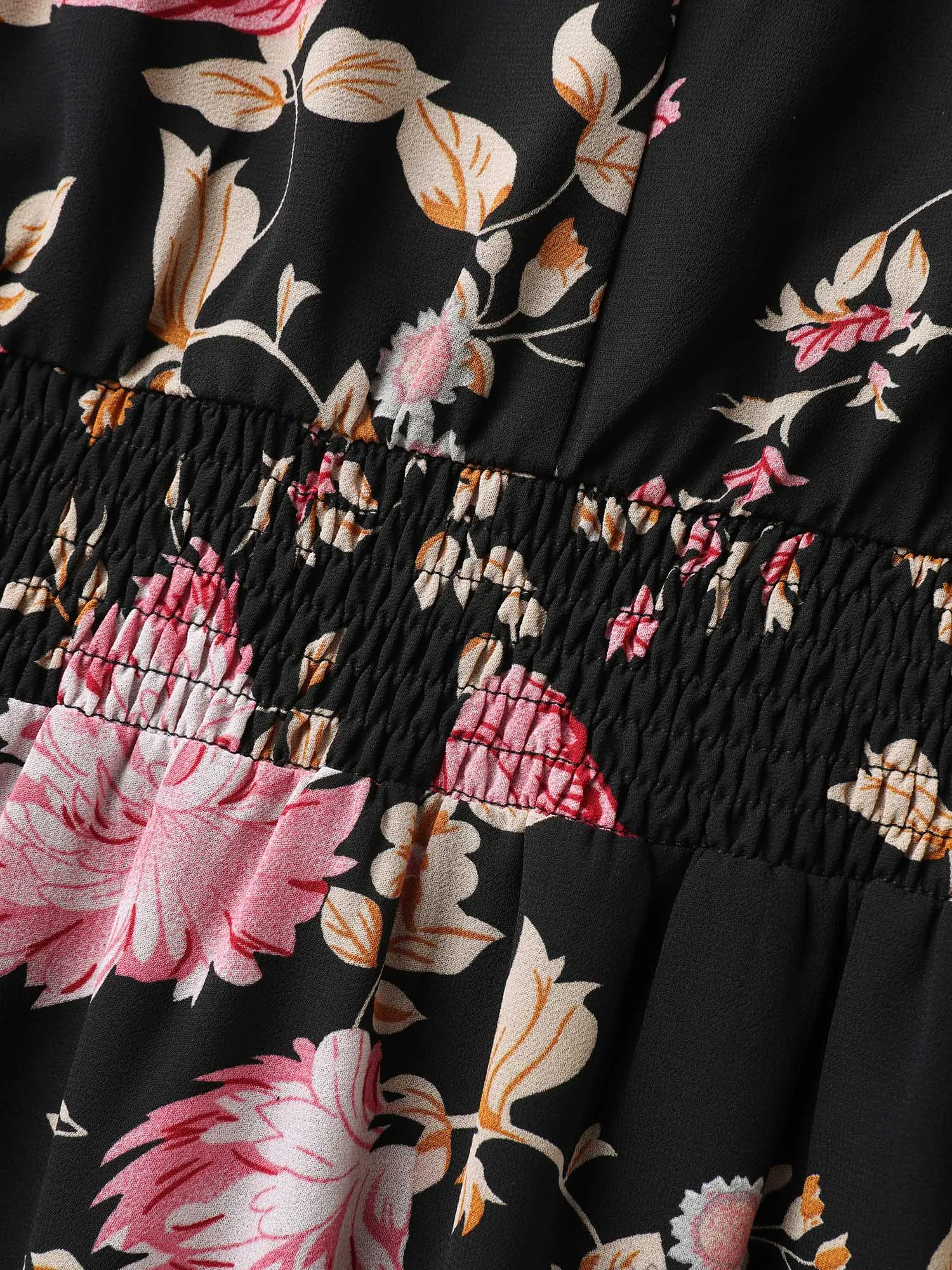 Sweet Floral Shirred Waist Cinched Midi Dress sold by Bloomchic product image thumbnail 5