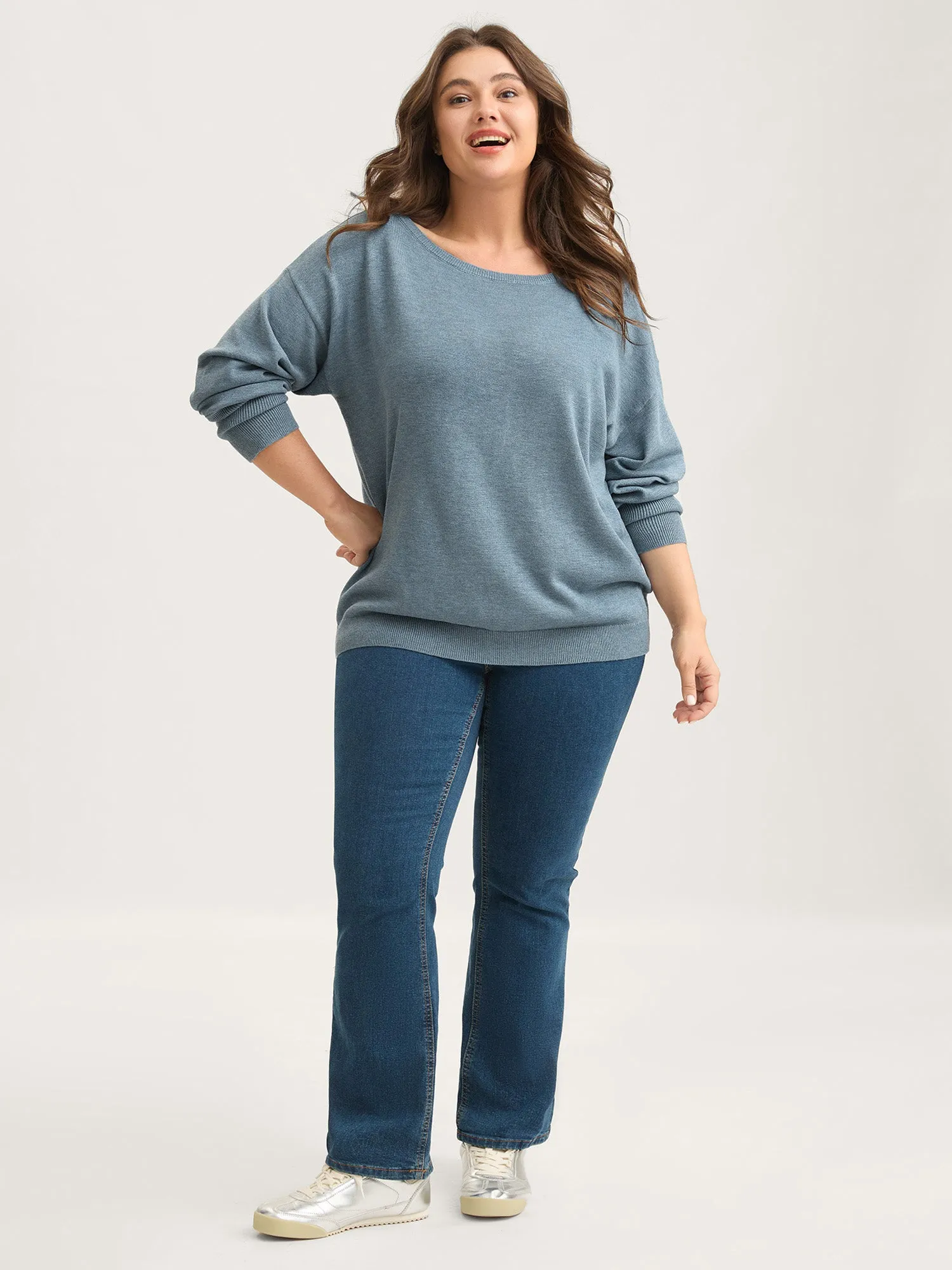 Drop Shoulder Solid Ribbed Pullover sold by Bloomchic product image thumbnail 3