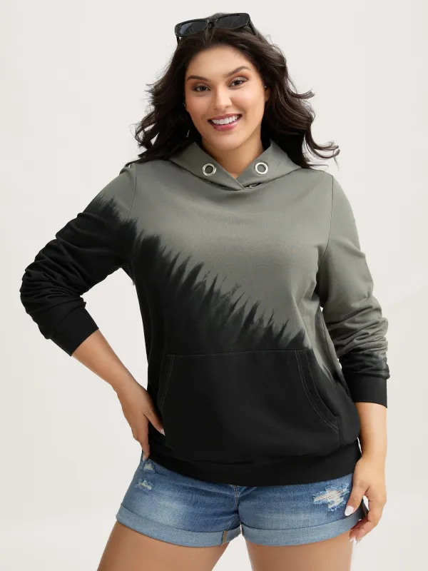 Cotton Dip-Dyeing Smudge Hoodie sold by Bloomchic