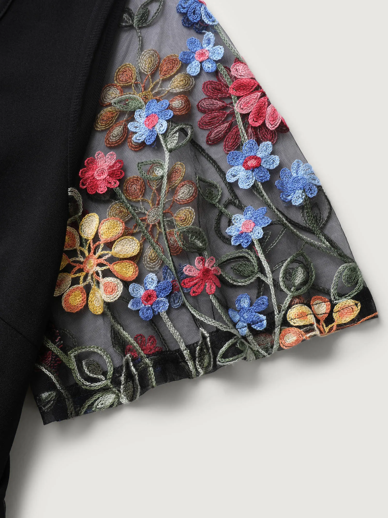 Colorful Floral Sheer Sleeve Cinched Midi Dress sold by Bloomchic product image thumbnail 5