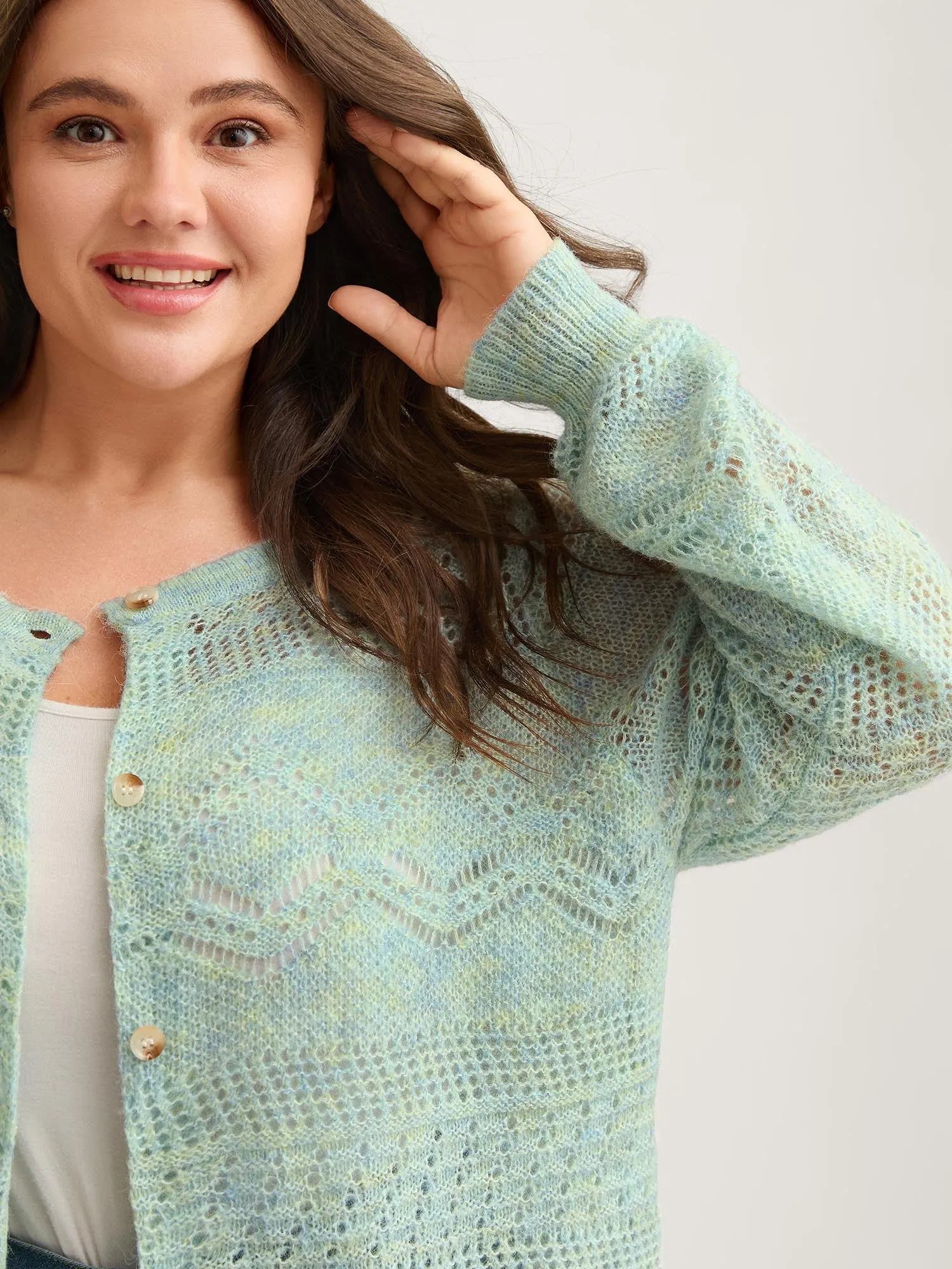 Textured Heather Button Front Knit Cardigan sold by Bloomchic product image thumbnail 3