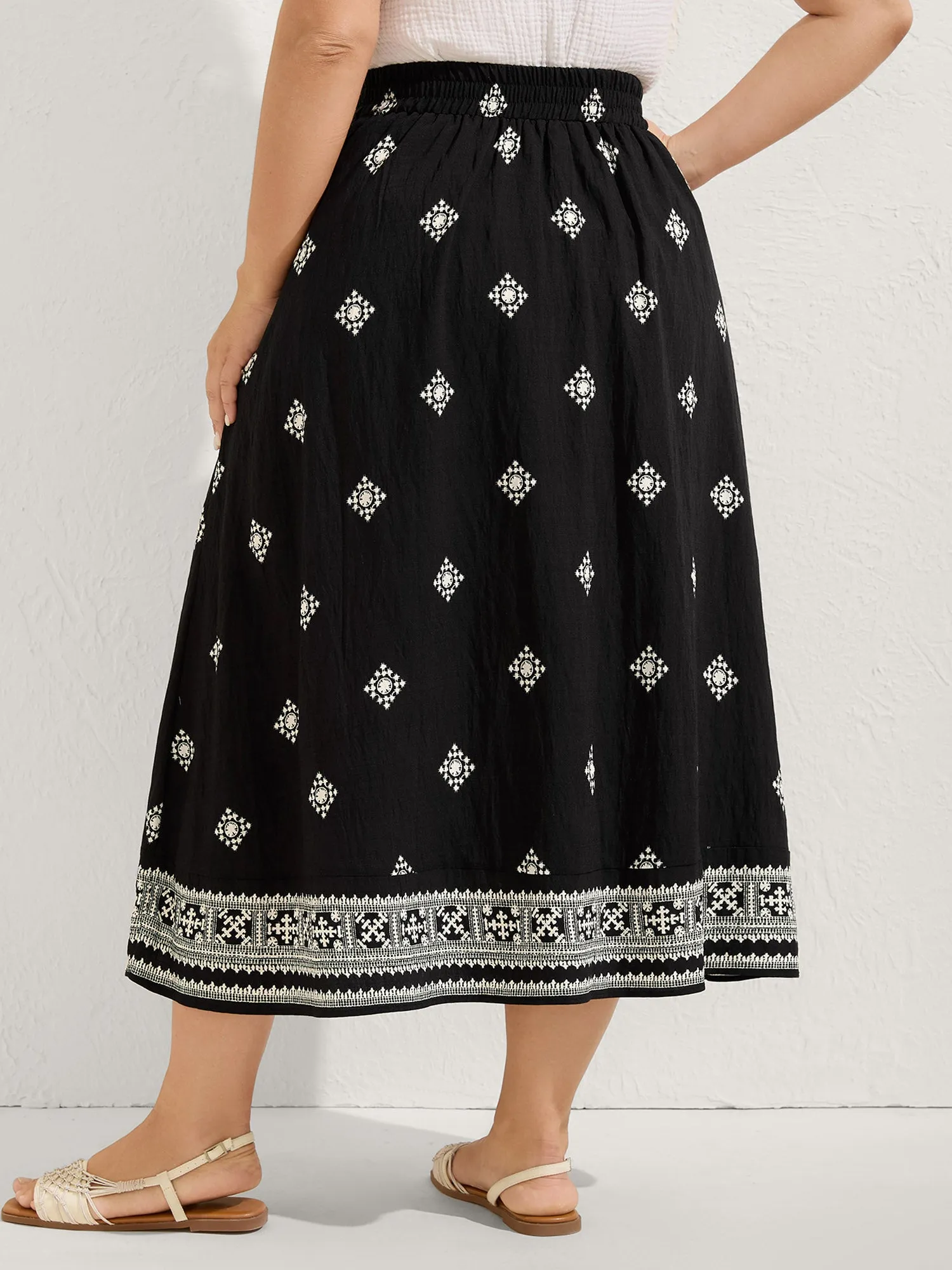 Boho Print Wide Waistband Maxi Skirt sold by Bloomchic product image thumbnail 5