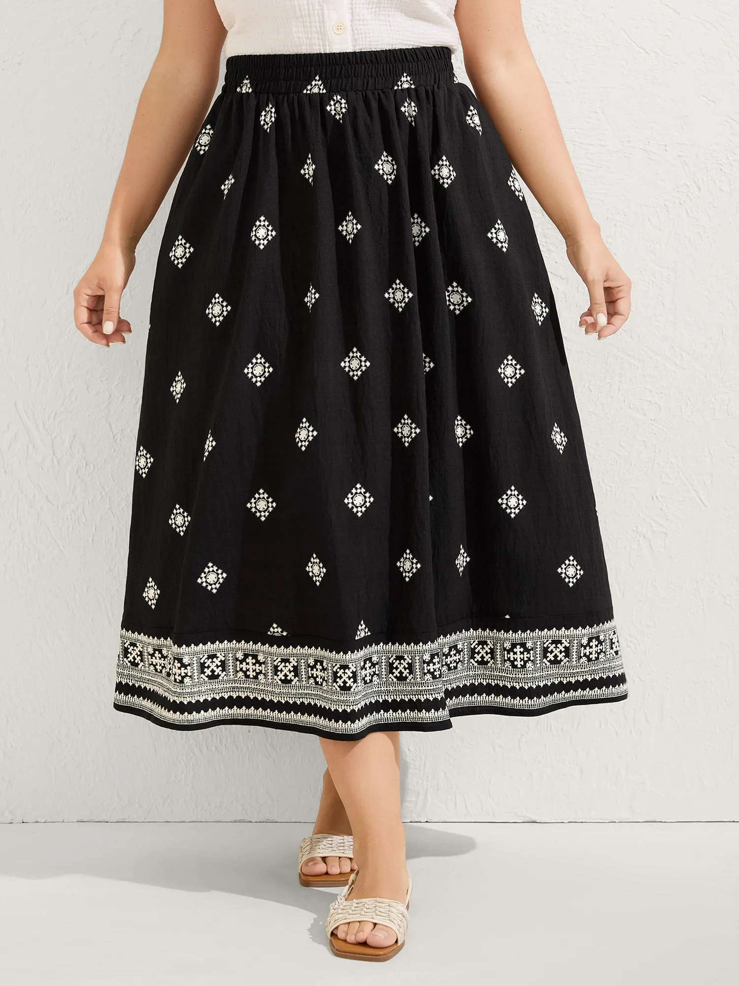 Boho Print Wide Waistband Maxi Skirt sold by Bloomchic product image thumbnail 2