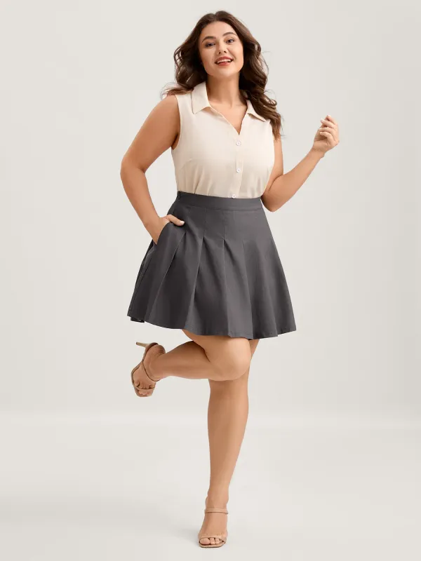 Pleated Solid Mini Skirt sold by Bloomchic