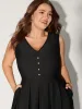Textured Waist-Cut Pleated Solid Midi Dress sold by Bloomchic