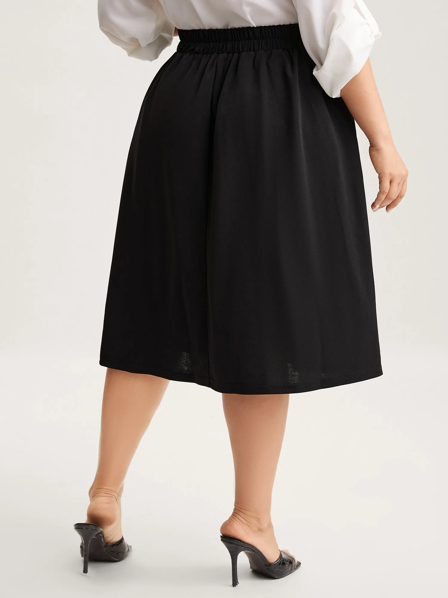 A-Line Solid Pleated Midi Skirt sold by Bloomchic product image thumbnail 4