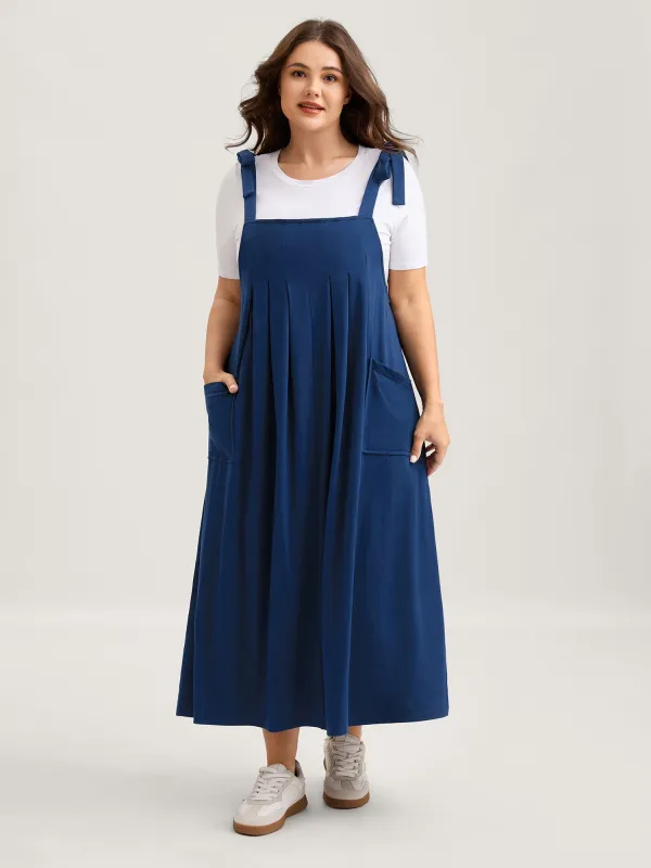 Shoulder Ties Pleated Flowy Pockets Dress sold by Bloomchic