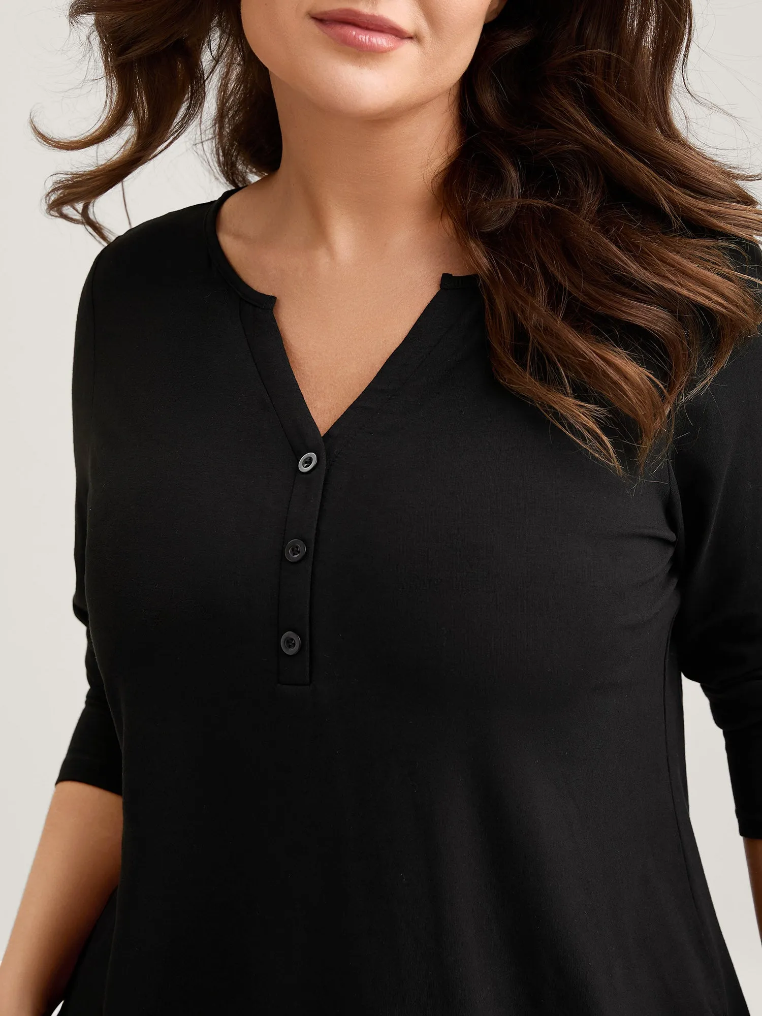 Supersoft Button Placket Solid T-Shirt sold by Bloomchic product image thumbnail 2