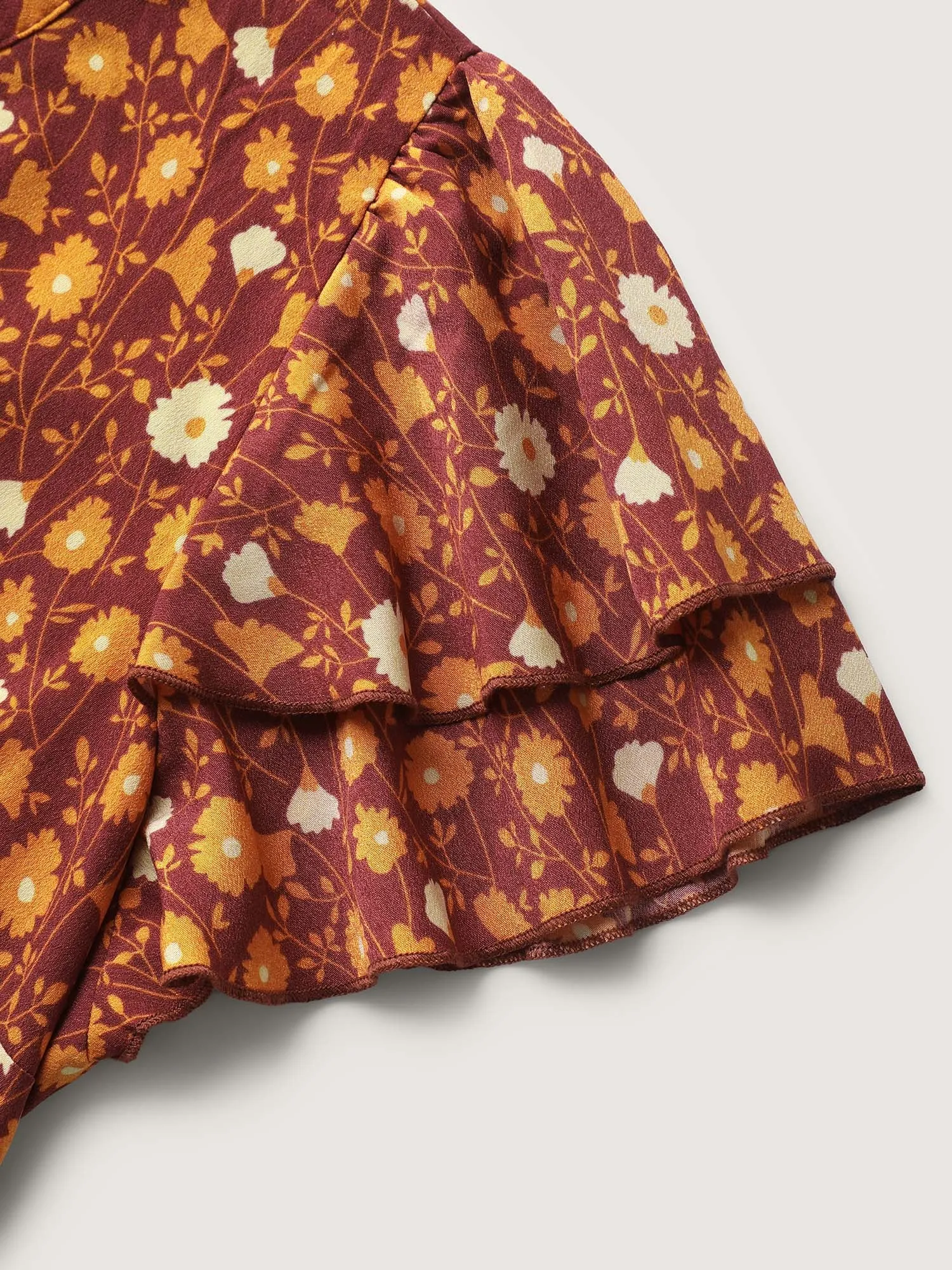 Floral Printed Layered Ruffled Sleeve Blouse sold by Bloomchic product image thumbnail 5