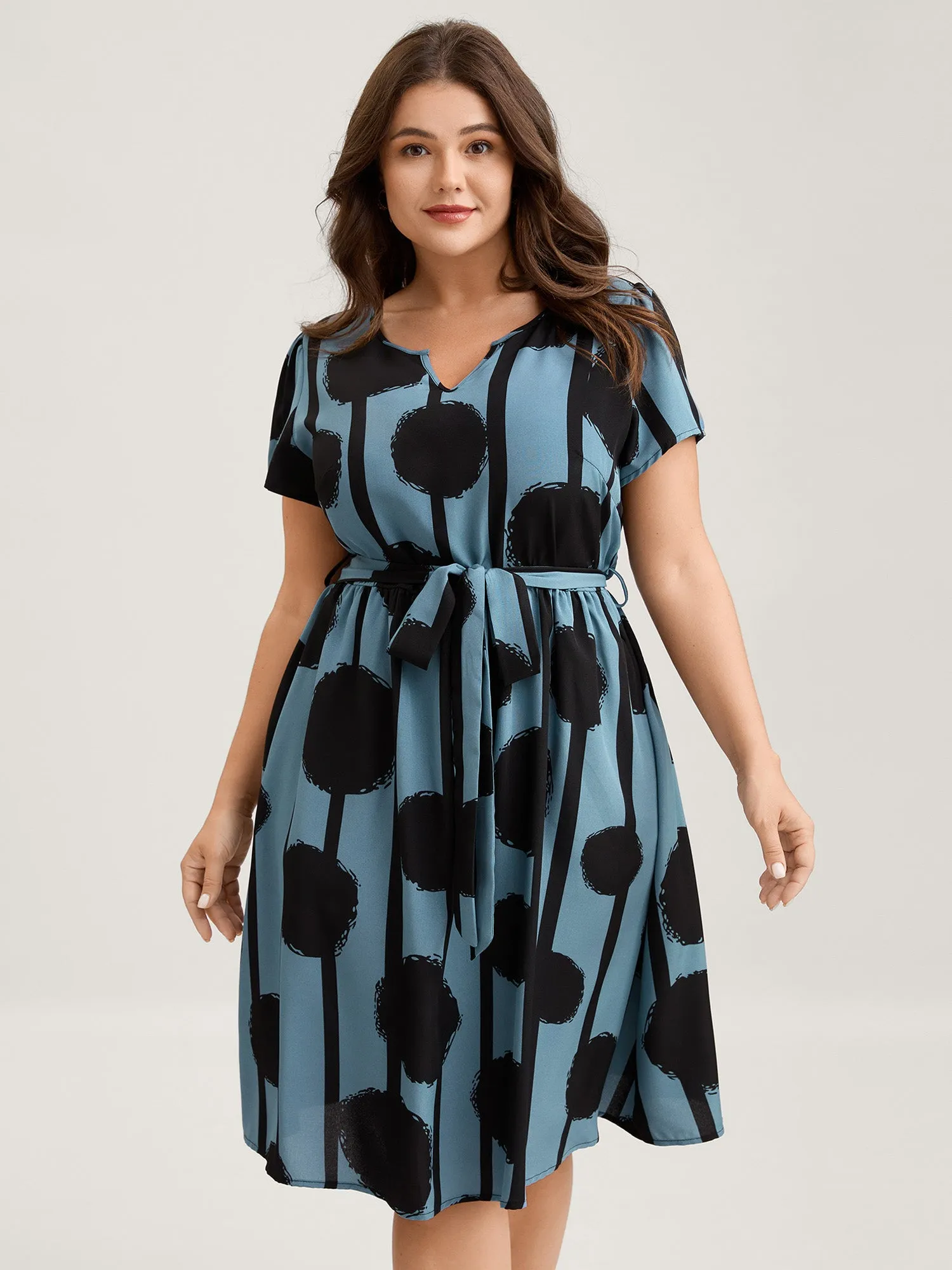 Polka Stripes Waist-Tie Midi Dress sold by Bloomchic product image thumbnail 3