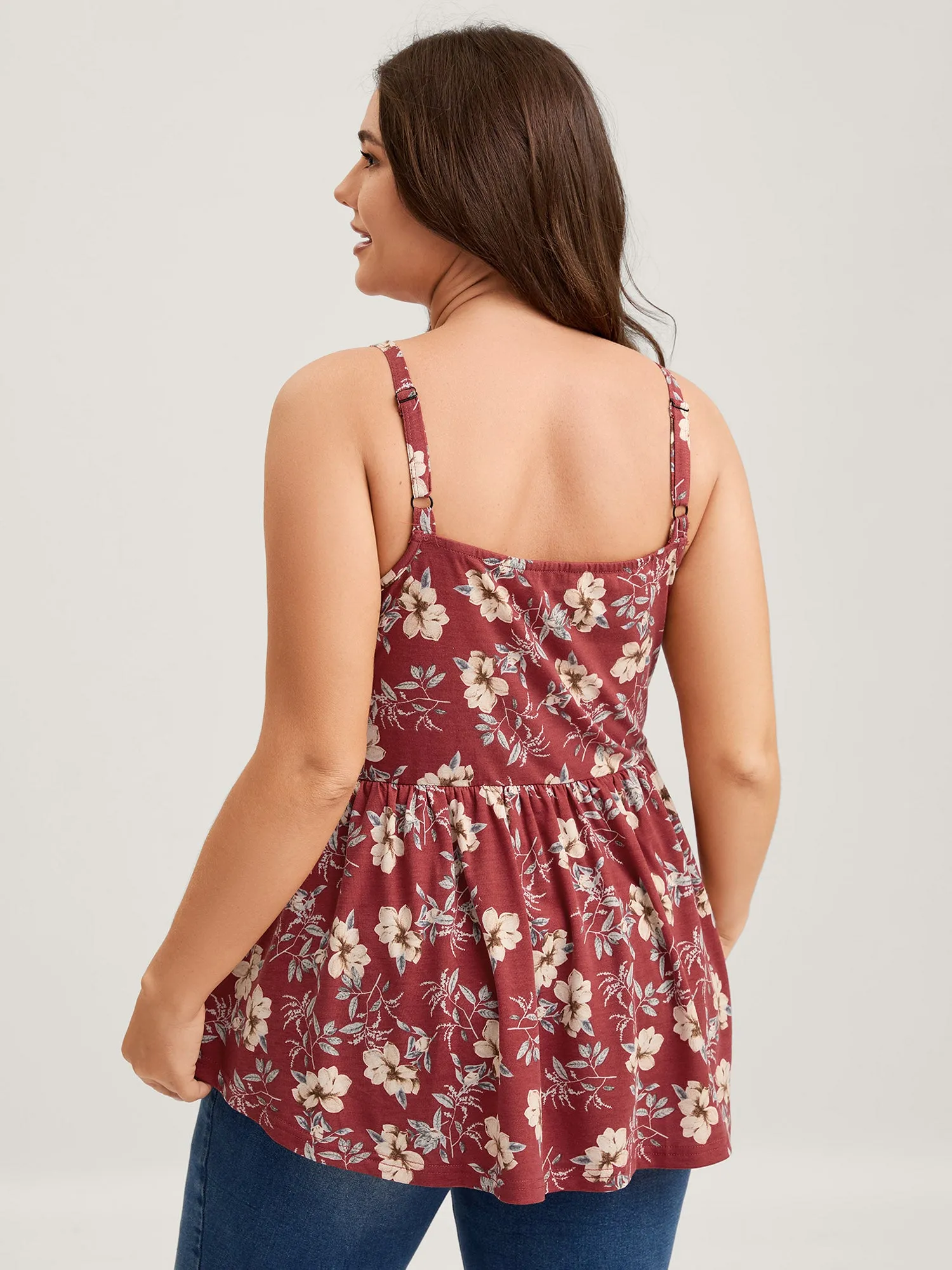 Fall Florals Ruffled Neck-Tie Tank Top sold by Bloomchic product image thumbnail 4