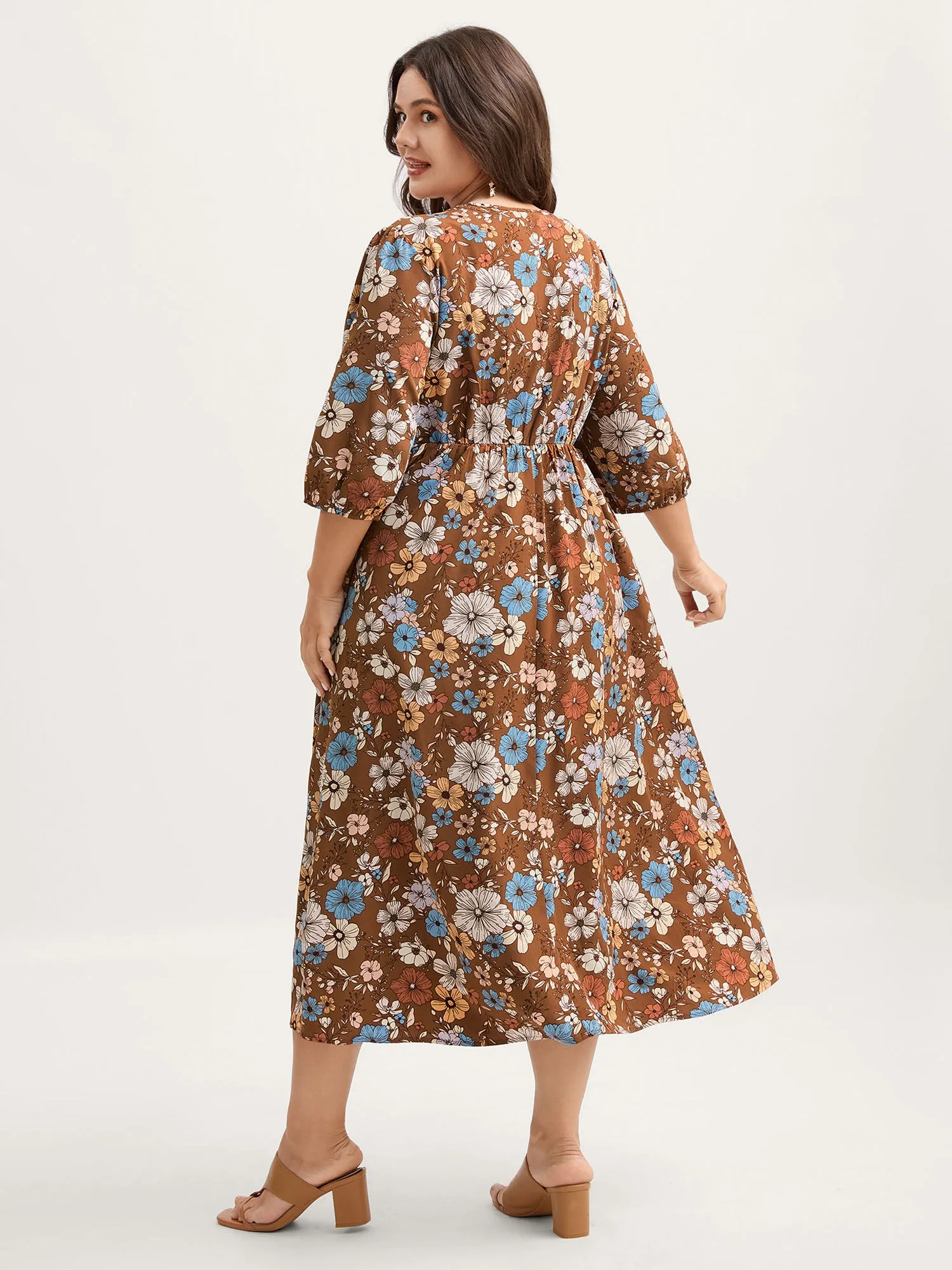 Fall Florals Lace Trim Neckline Midi Dress sold by Bloomchic product image thumbnail 4