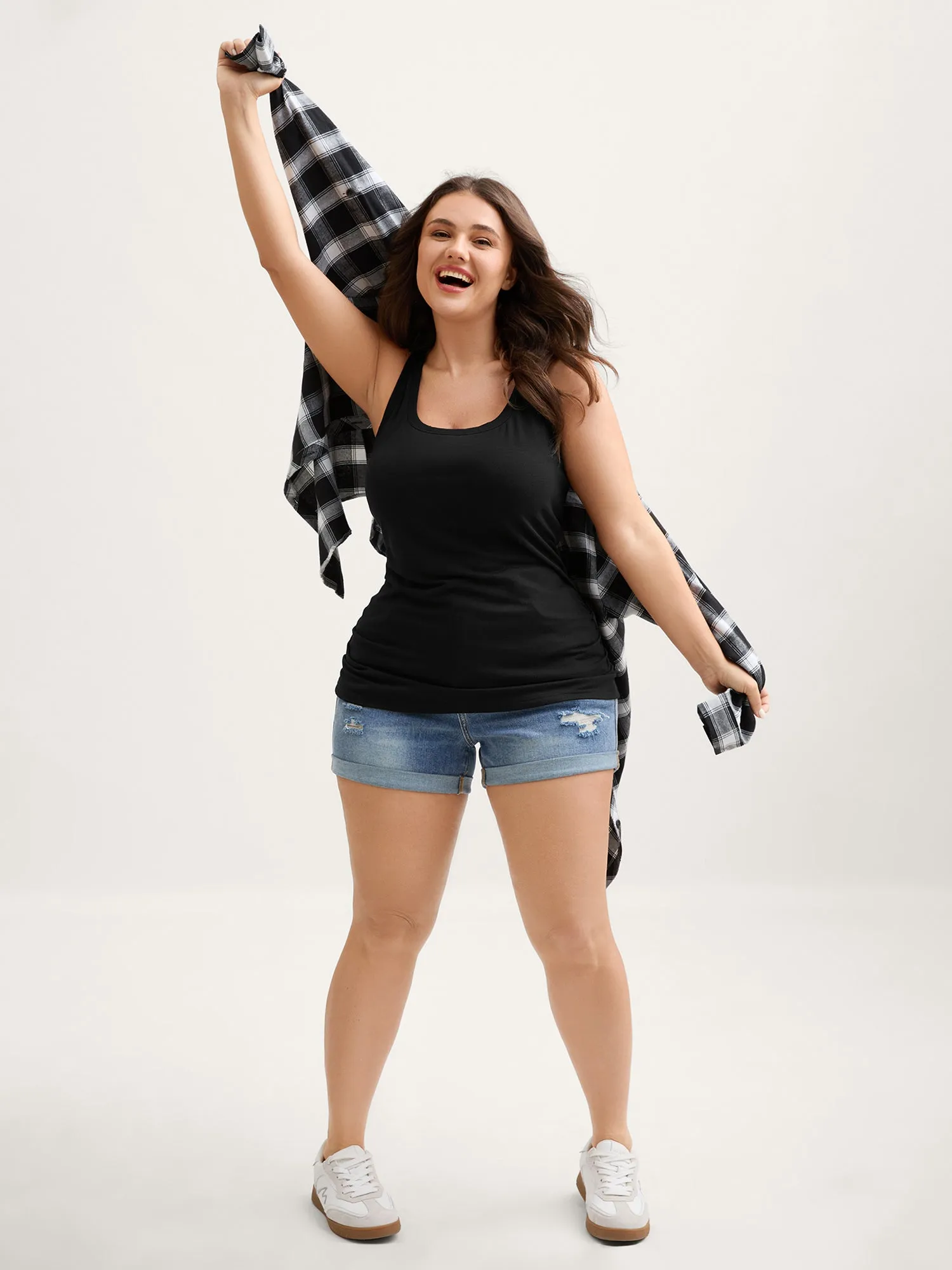 Supportive Bra Pleated Fitted Tank Top sold by Bloomchic product image thumbnail 2