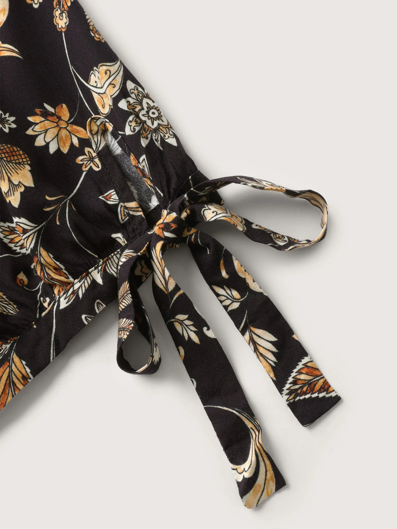 Rayon Floral Sleeve-Tie Pockets Midi Dress sold by Bloomchic product image thumbnail 5