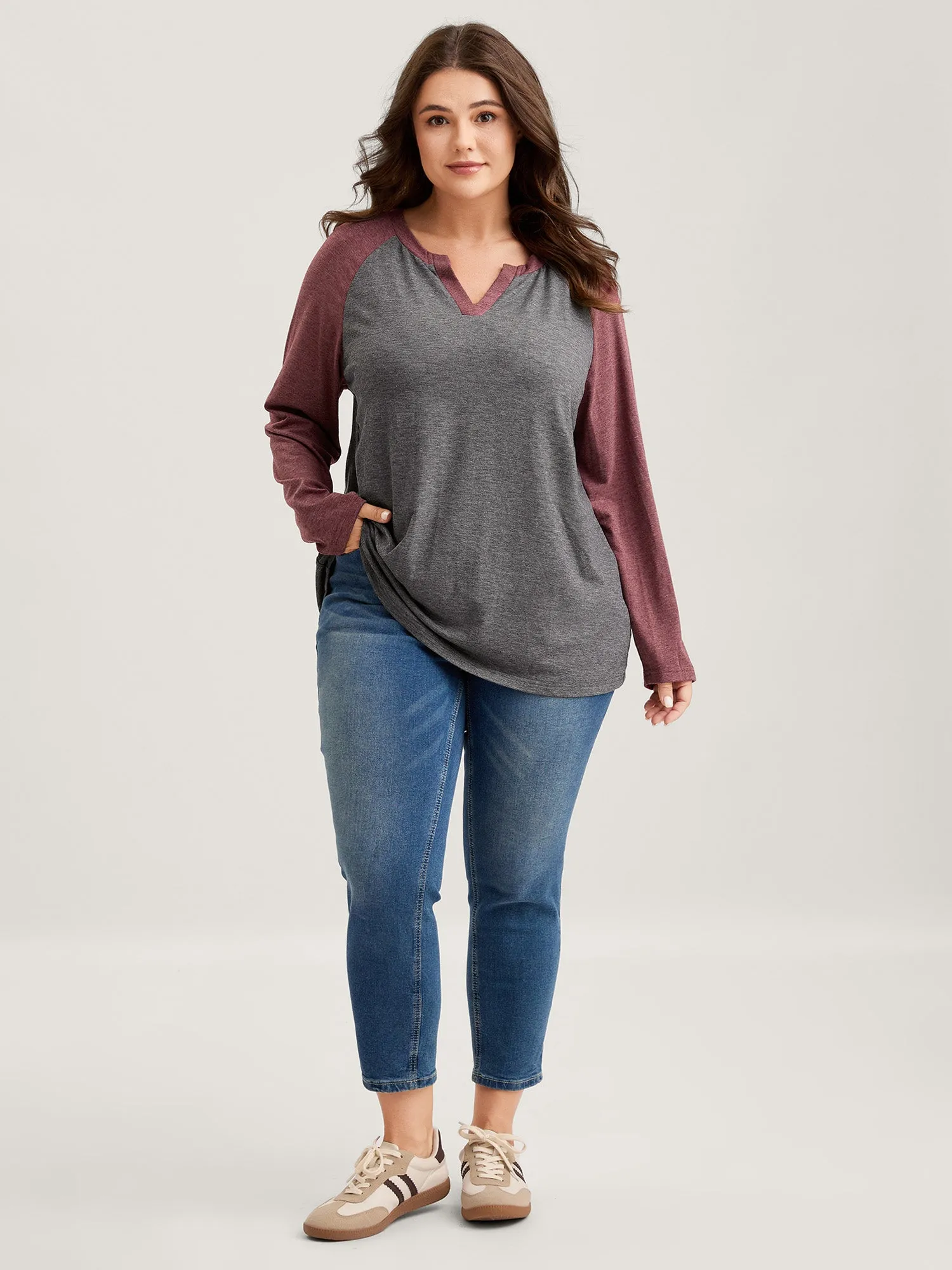 Supersoft Color Contrast Raglan Sleeve Lounge Top sold by Bloomchic product image thumbnail 3