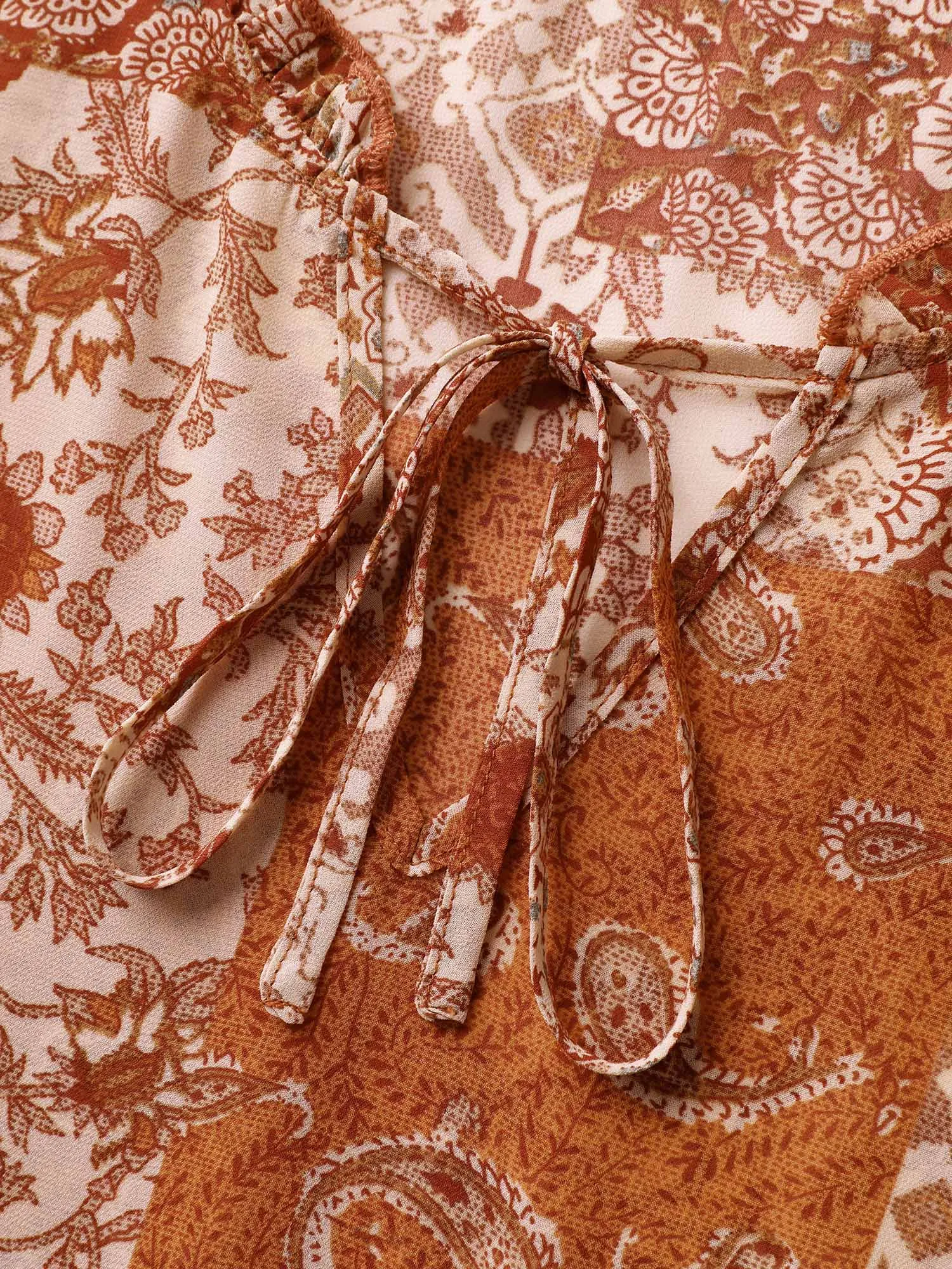 Paisely Collage Ruffled Lined Knee-Length Dress sold by Bloomchic product image thumbnail 5