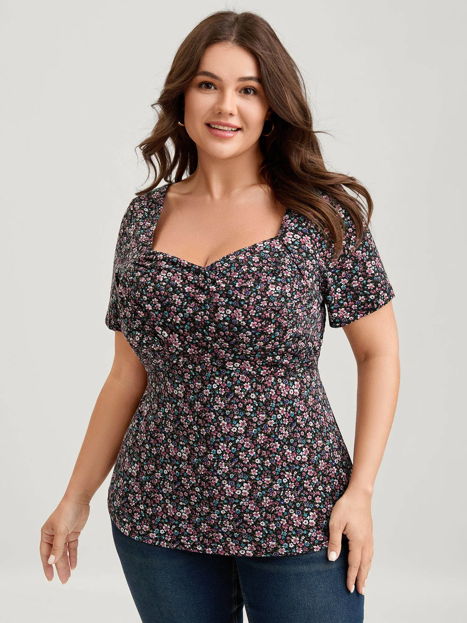 Floral Print Sweetheart Bust Ease Top sold by Bloomchic product image thumbnail 4