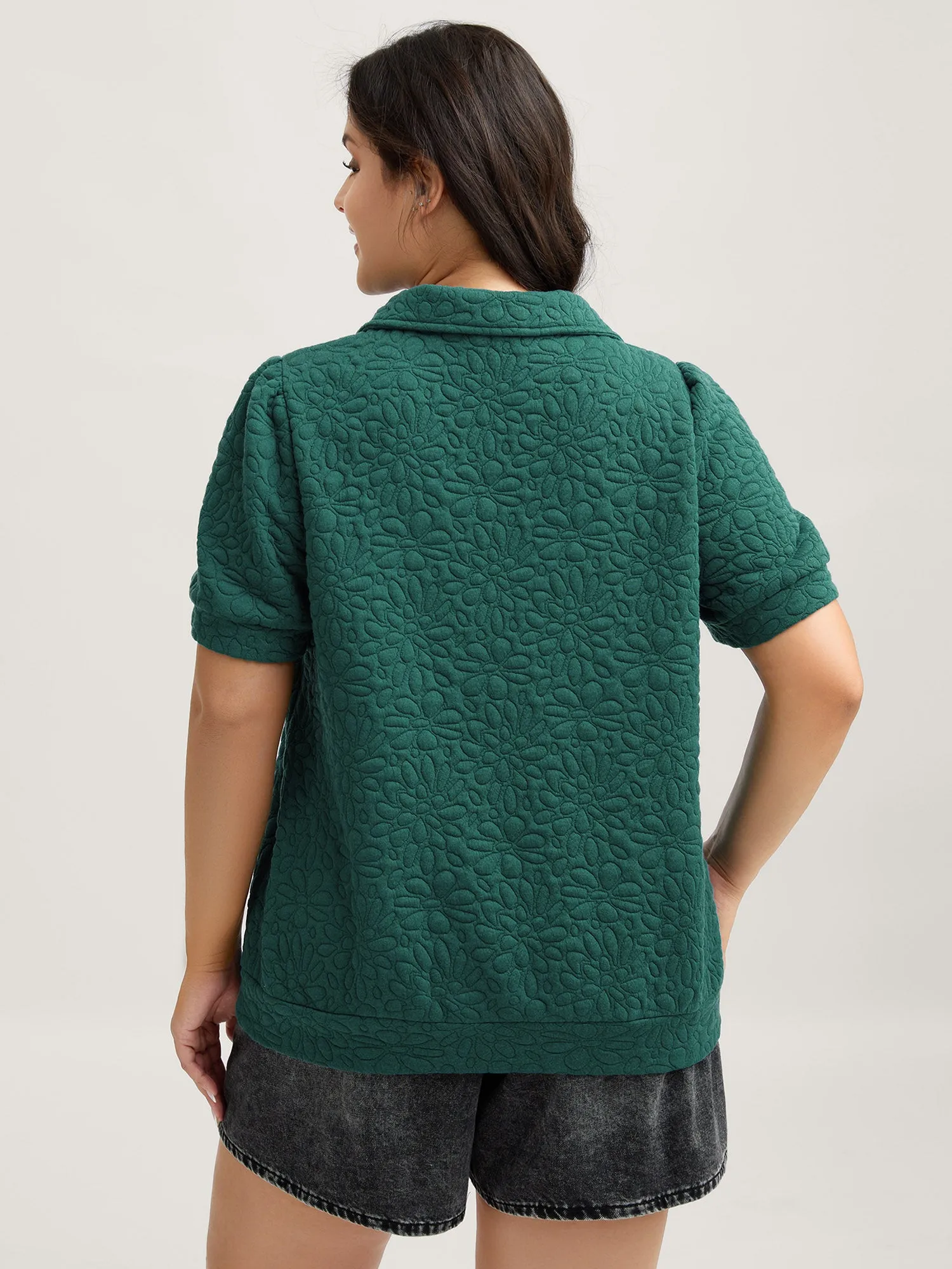 Half-Zipper Textured Solid Sweatshirt sold by Bloomchic product image thumbnail 4