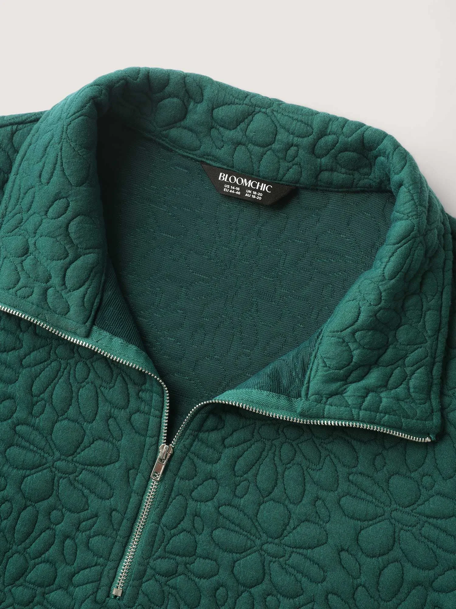 Half-Zipper Textured Solid Sweatshirt sold by Bloomchic product image thumbnail 5