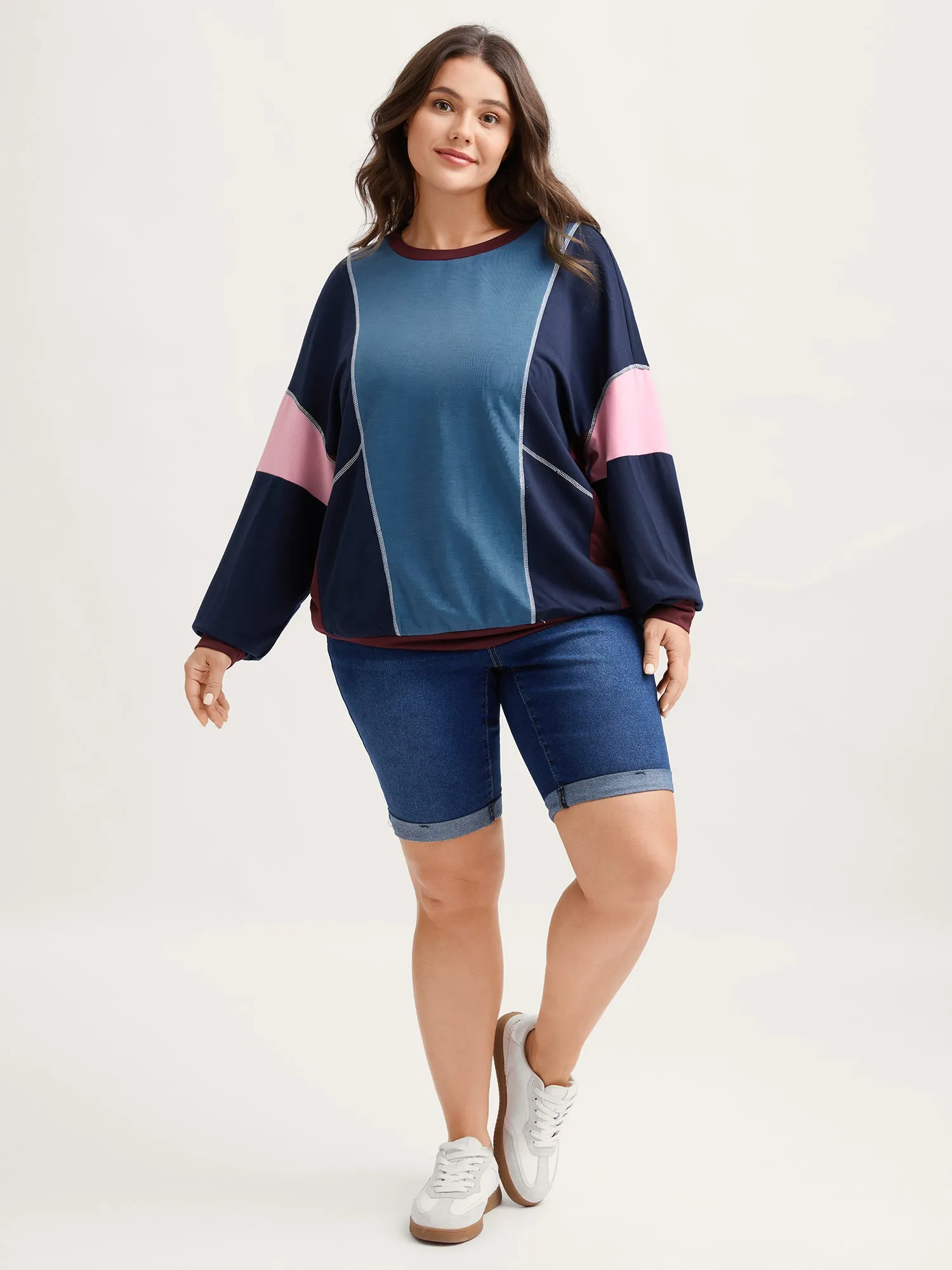 Color Contrast Thread Lace Trim Sweatshirt sold by Bloomchic product image thumbnail 2