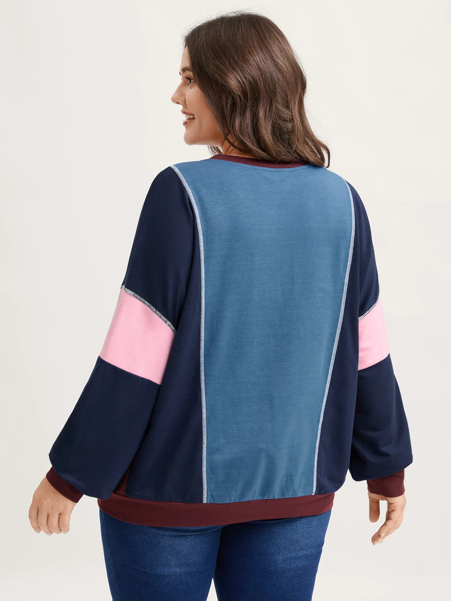 Color Contrast Thread Lace Trim Sweatshirt sold by Bloomchic product image thumbnail 4