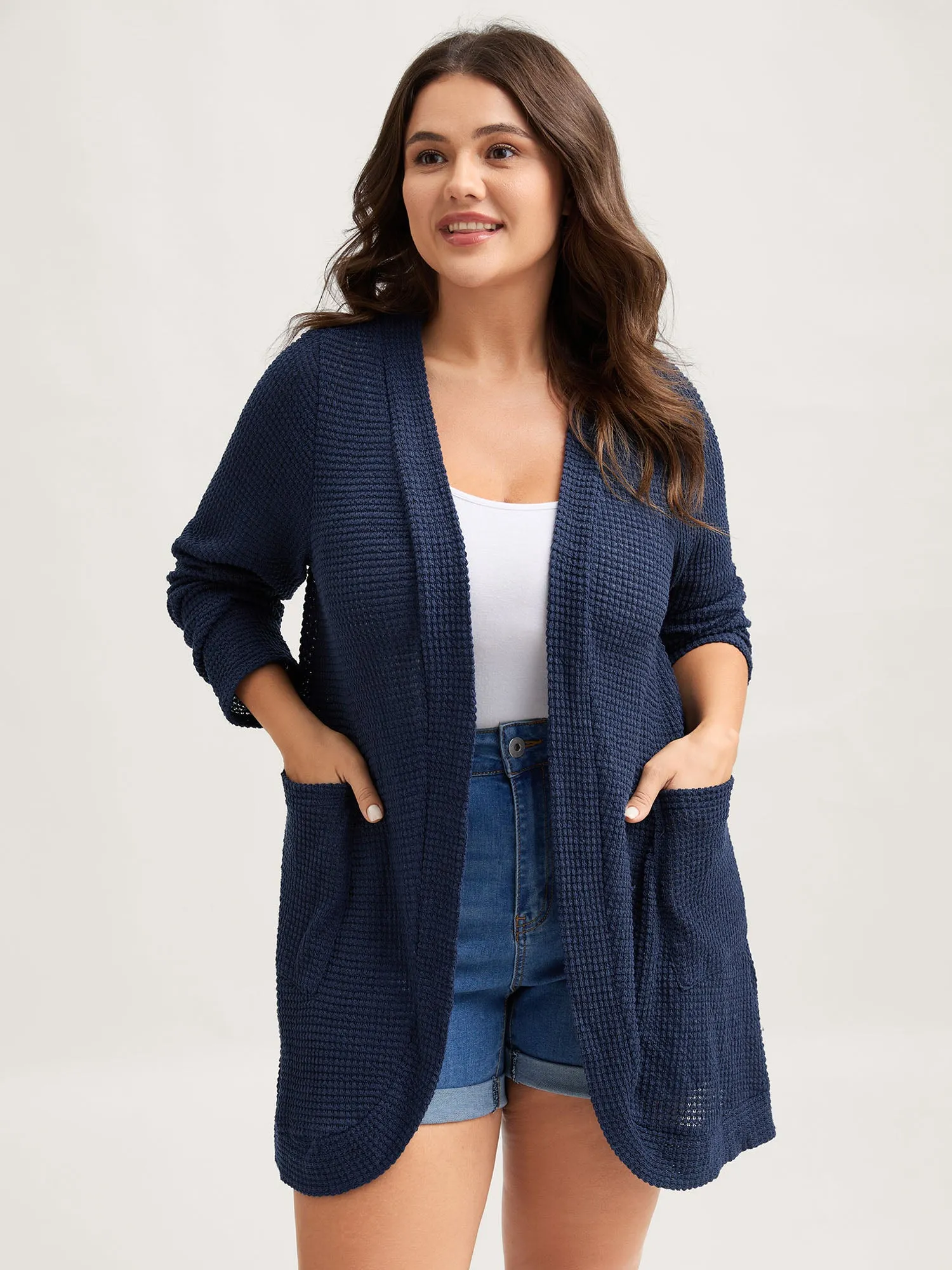 Waffle Textured Arc Hem Jacket sold by Bloomchic product image thumbnail 2