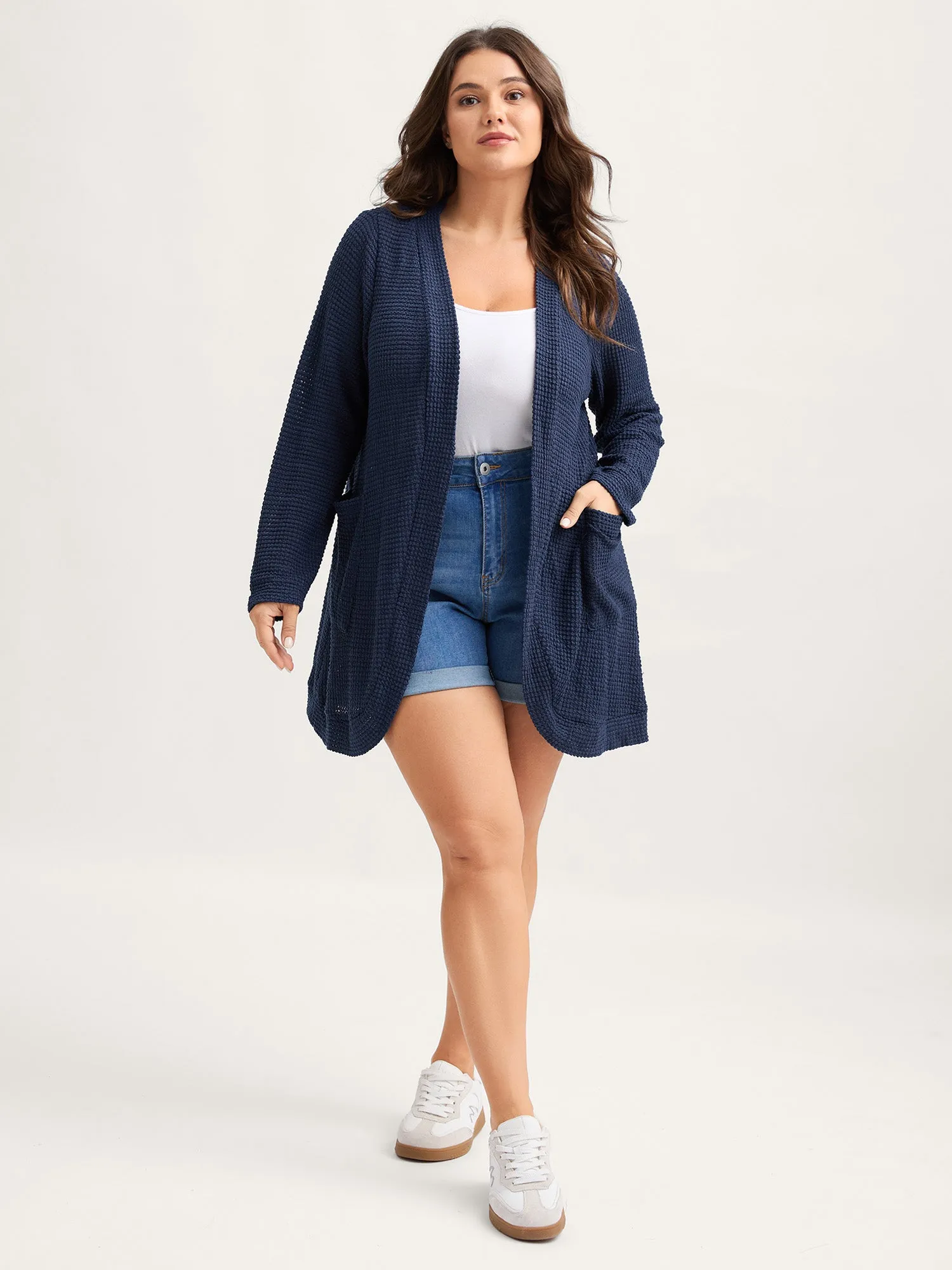 Waffle Textured Arc Hem Jacket sold by Bloomchic product image thumbnail 3
