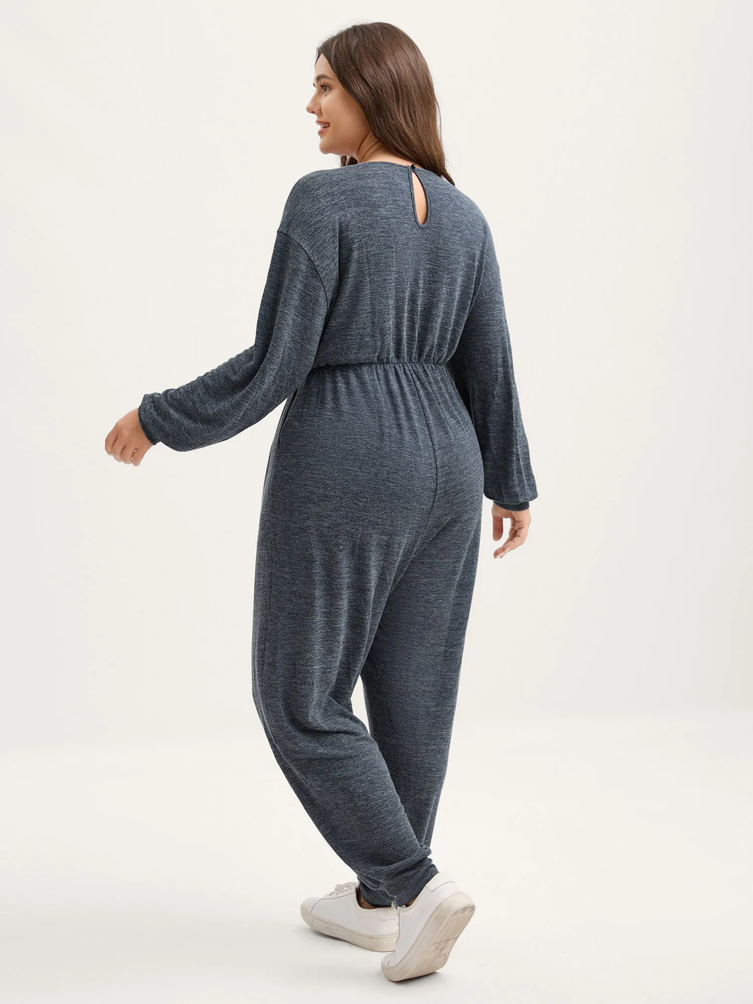 Supersoft Heather Stretchy Waist Pockets Jumpsuit sold by Bloomchic product image thumbnail 4