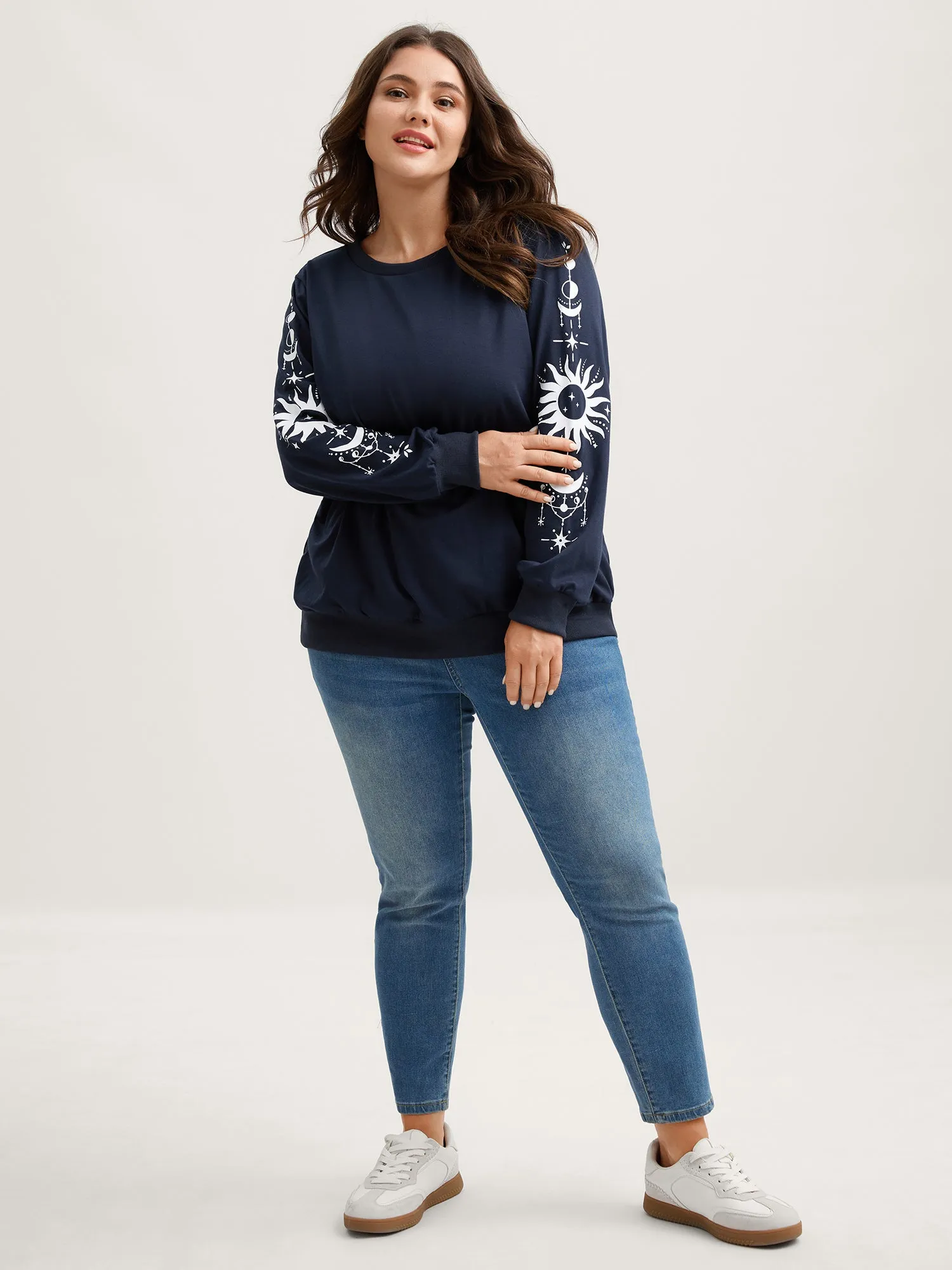 Floral Sleeve Print Contrast Sweatshirt sold by Bloomchic product image thumbnail 3